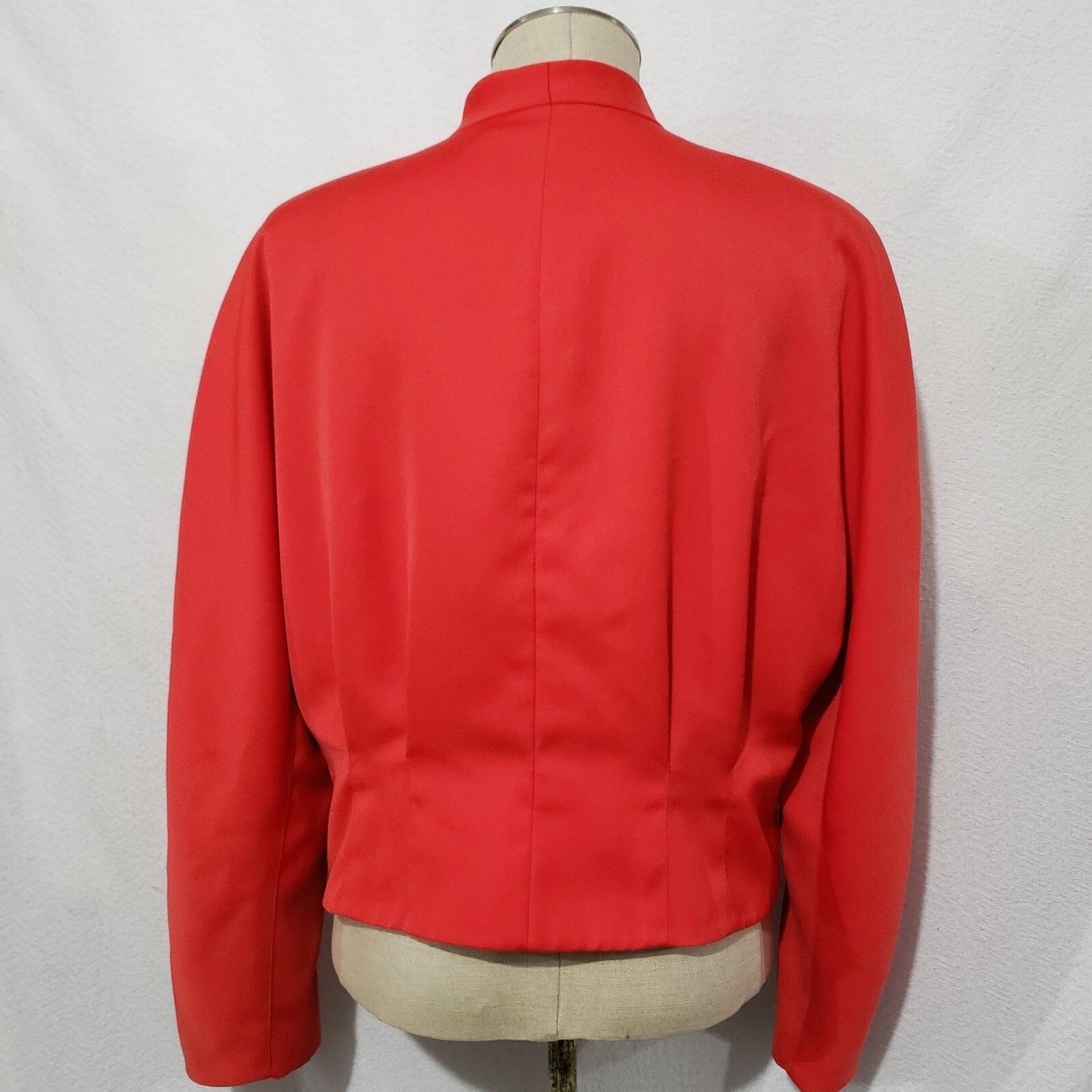 Vtg Mondi Red Wool Blend Cropped Embroidered Jacket Cardigan Germany 44/US L/XL
