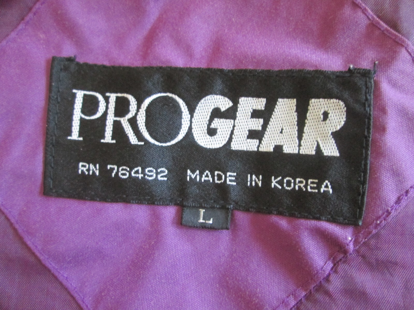 Vintage Pro Gear Nylon Jacket Women&rsquo;s Large Color Block Purple Neon Hooded Korea