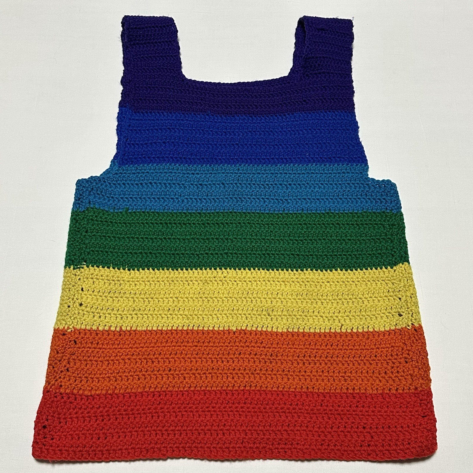 Vintage Handmade Crochet Pride Rainbow Sweater Tank Unisex