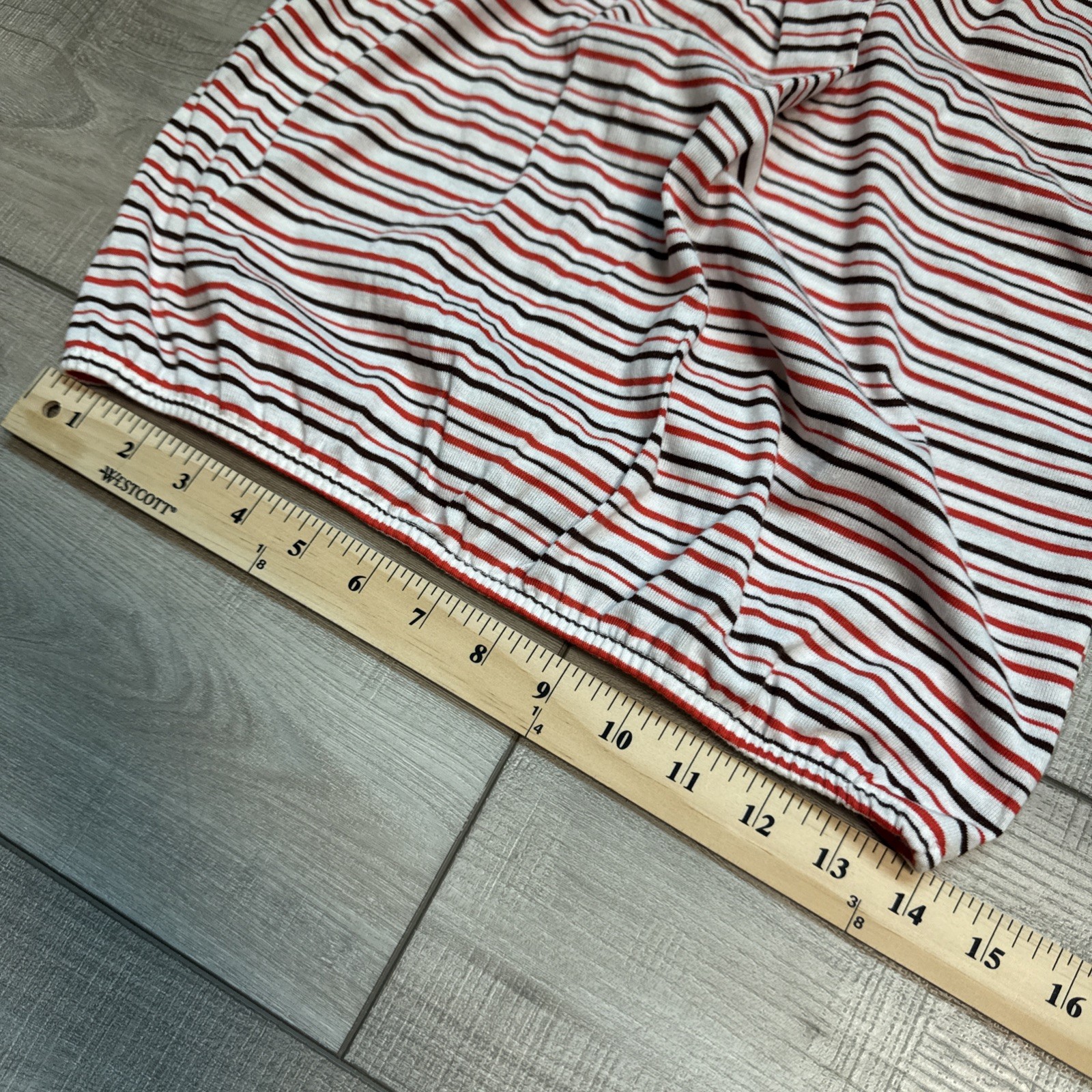 Vintage 70s Catalina Striped Bubble Hem Top Bow Tie Sleeves Womens S Red White