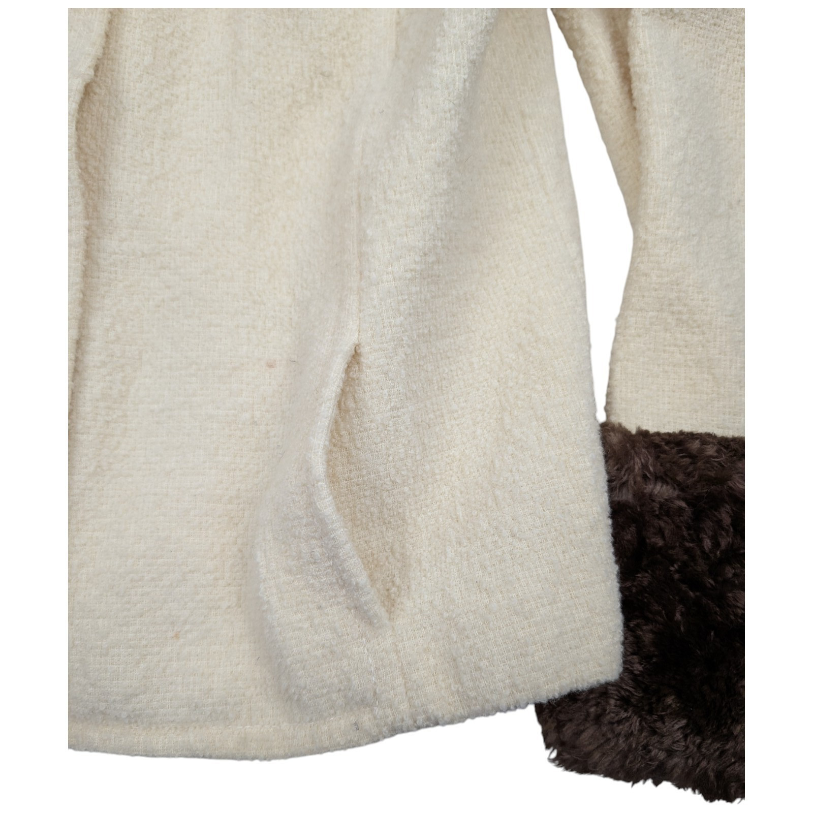 Vintage Tricosa Paris France 1970s Wool Dress & Jacket Cream w/ Faux Fur *READ