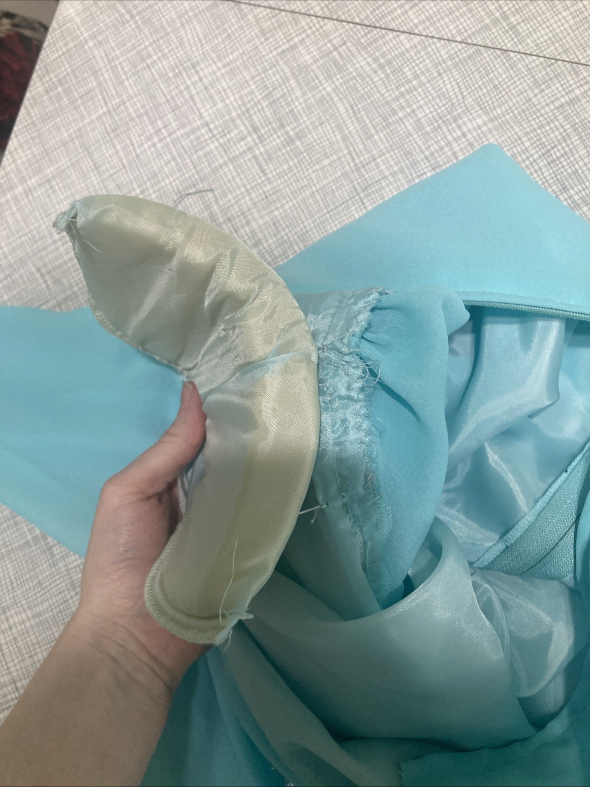 VTG 80s Abby Kent Aqua Mint Beaded Draped Cocktail Dress Ruched Fit Modern Small