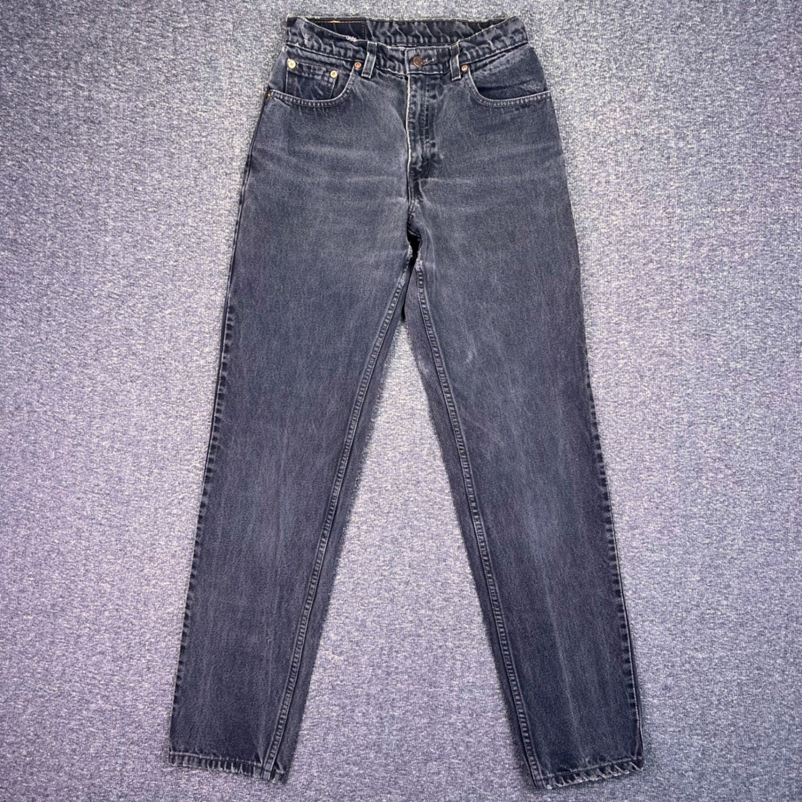 VTG 90s Levis 550 Jeans Womens 7 JR L Black Relaxed Fit High Rise Tapered Grunge