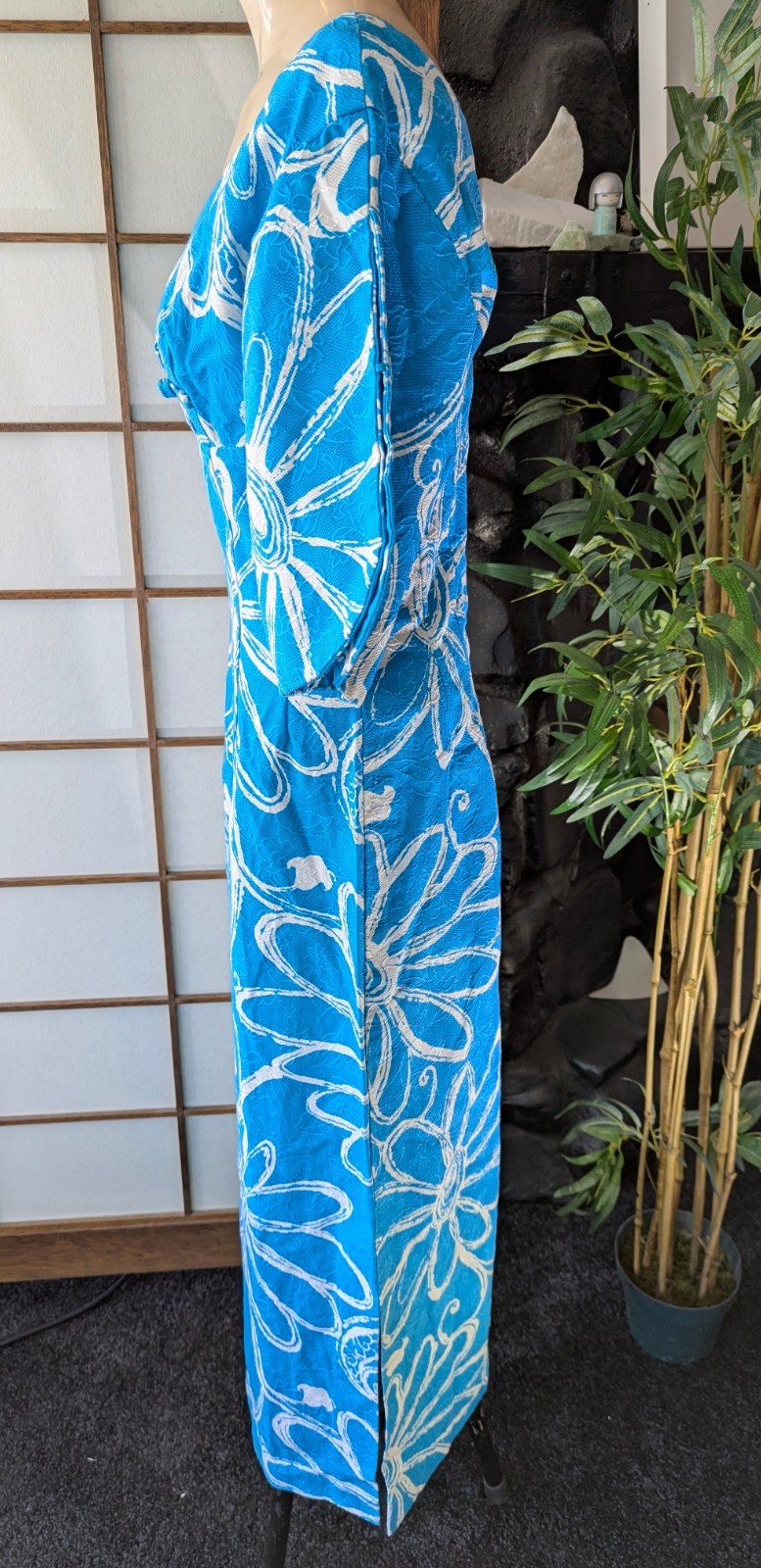 Vtg 60s MCINERNY By SYDNEY Honolulu Traditional Floral Maxi Dress Sz Modern Sz S