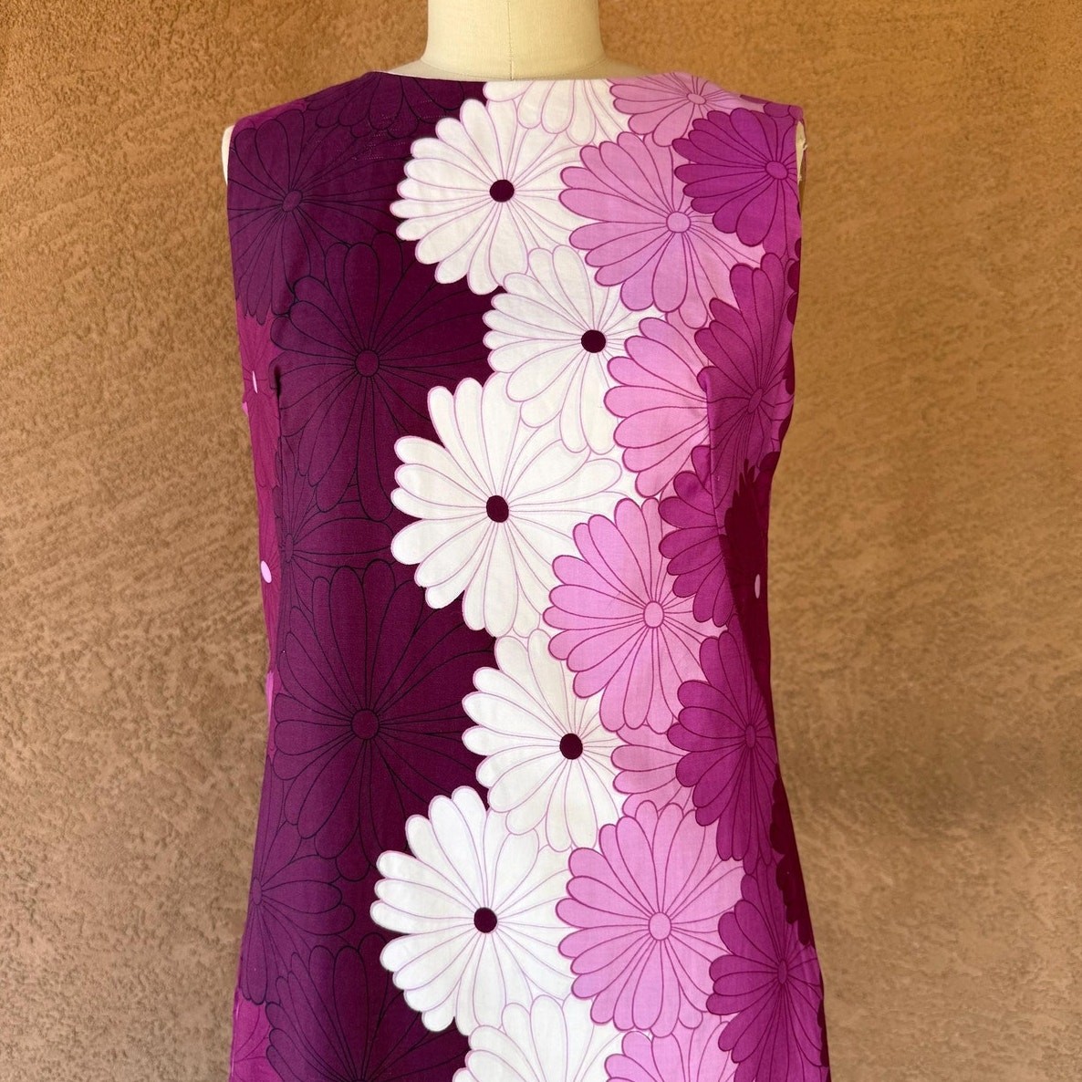 Vintage 1960s–70s Lauhala Hawaiian Maxi Dress Made in Hawaii Purple Floral Mod
