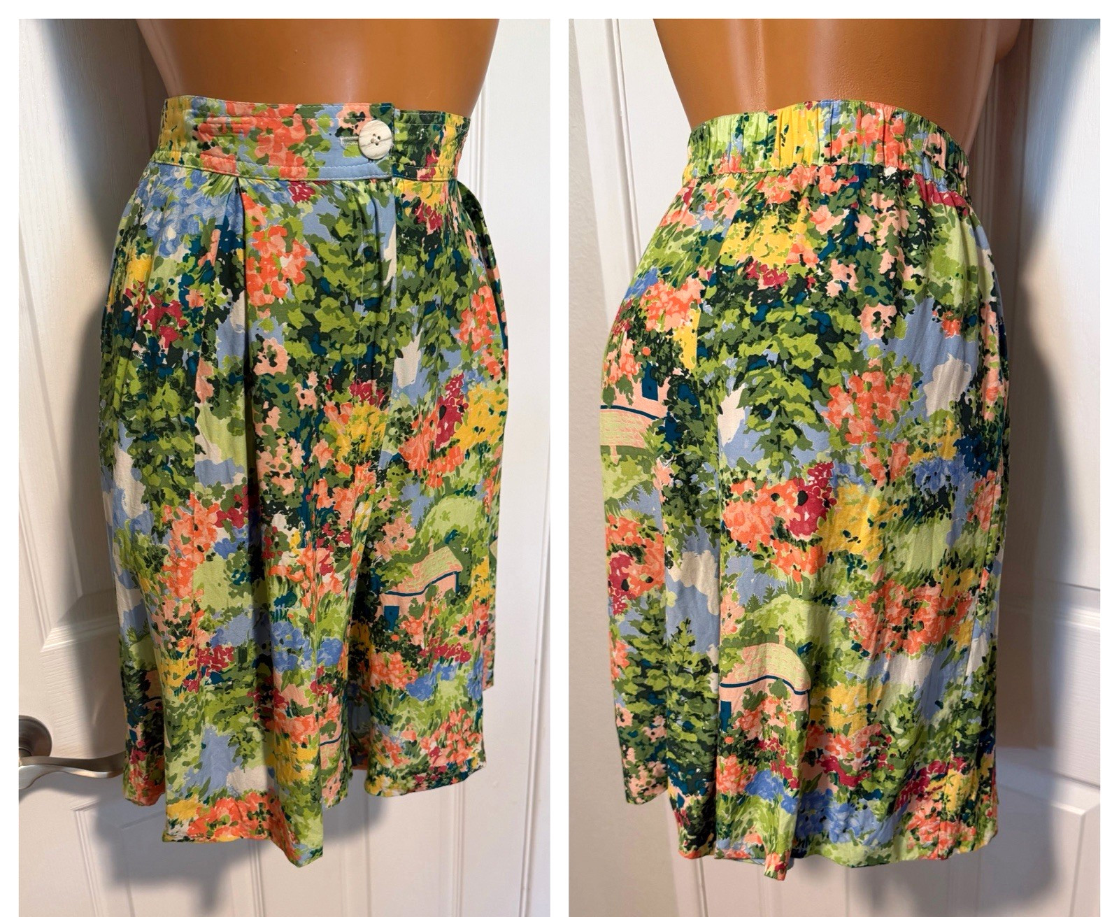 VTG 80&rsquo;S CAROL ANDERSON COLLECTION COTTAGE FLORAL SKORT SKIRT SHORTS SZ M