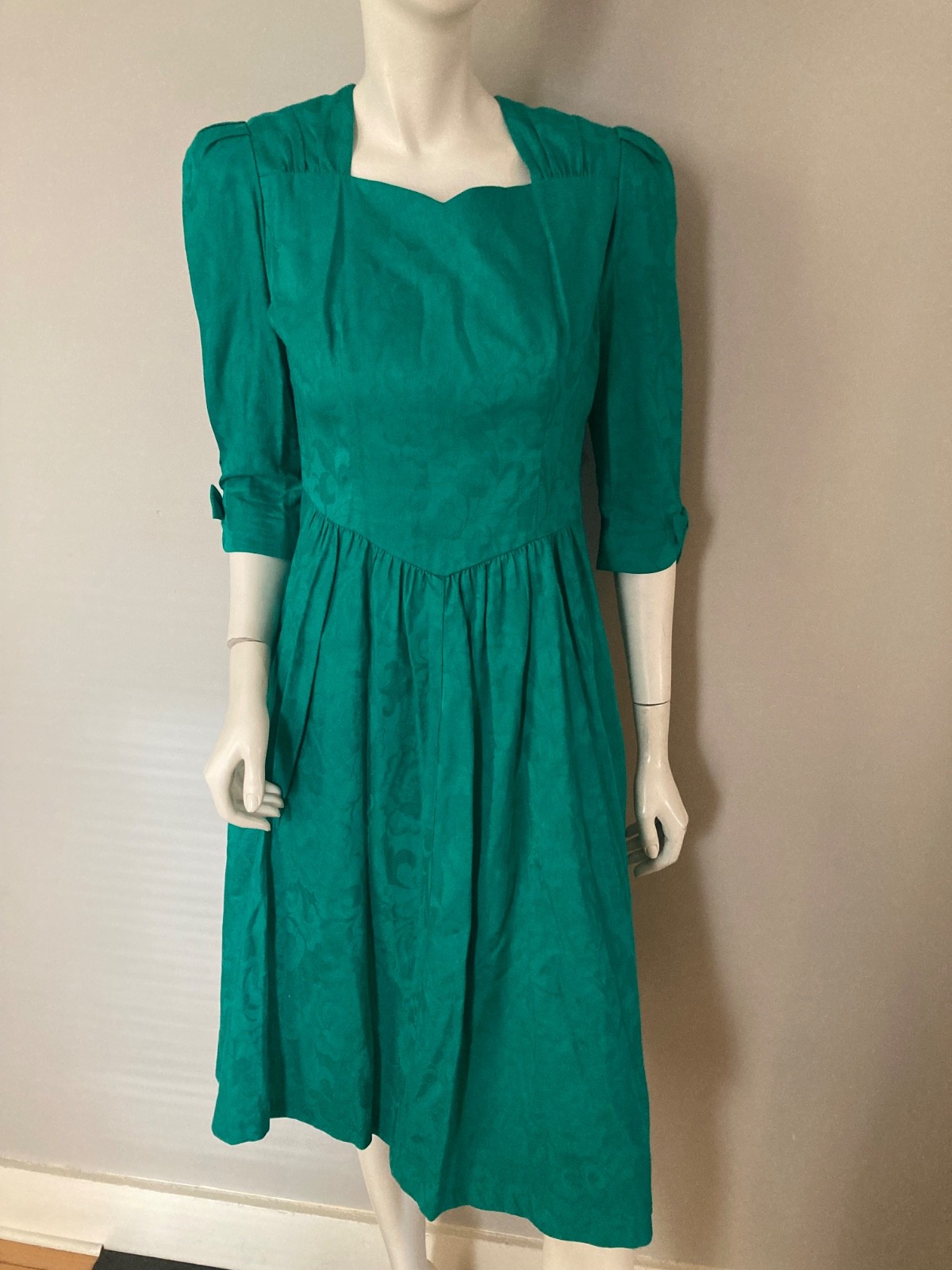Vintage 80’s Tea Dress Cottagecore Modest Prairie 3/4 Sleeve sz 8