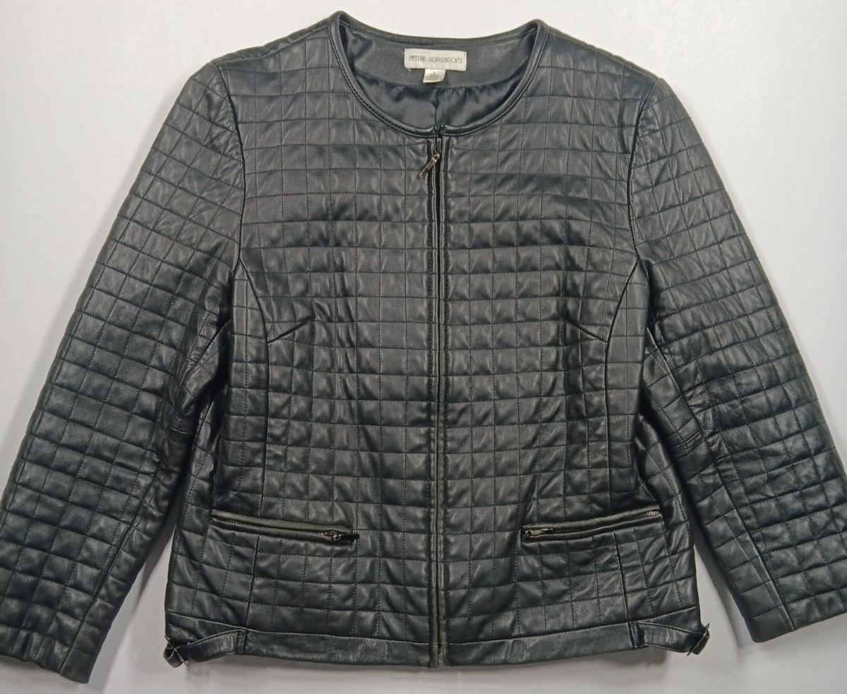 Petite Sophisticate Vintage Leather Jacket Ladies Size Large Black