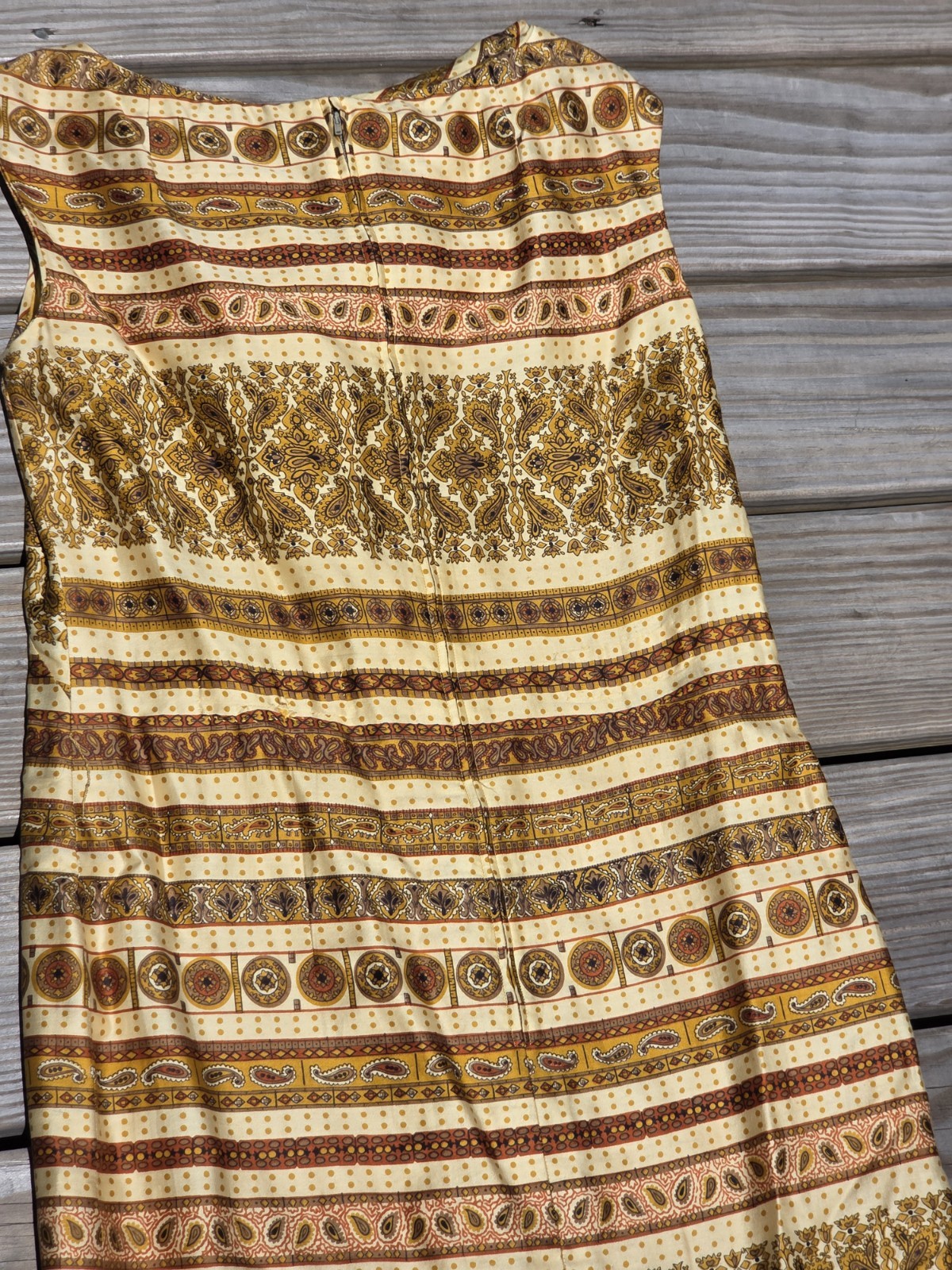 Vintage Dynasty Hong Kong One Shoulder Paisley Maxi Dress Size 10 Boho 70s Style