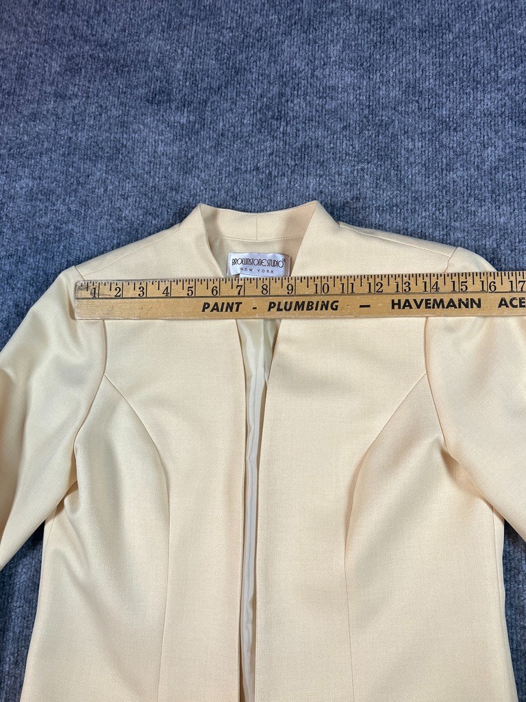 Vintage Brownstone Studio Pale Yellow Blazer Size 6 Minimalist Open Front USA