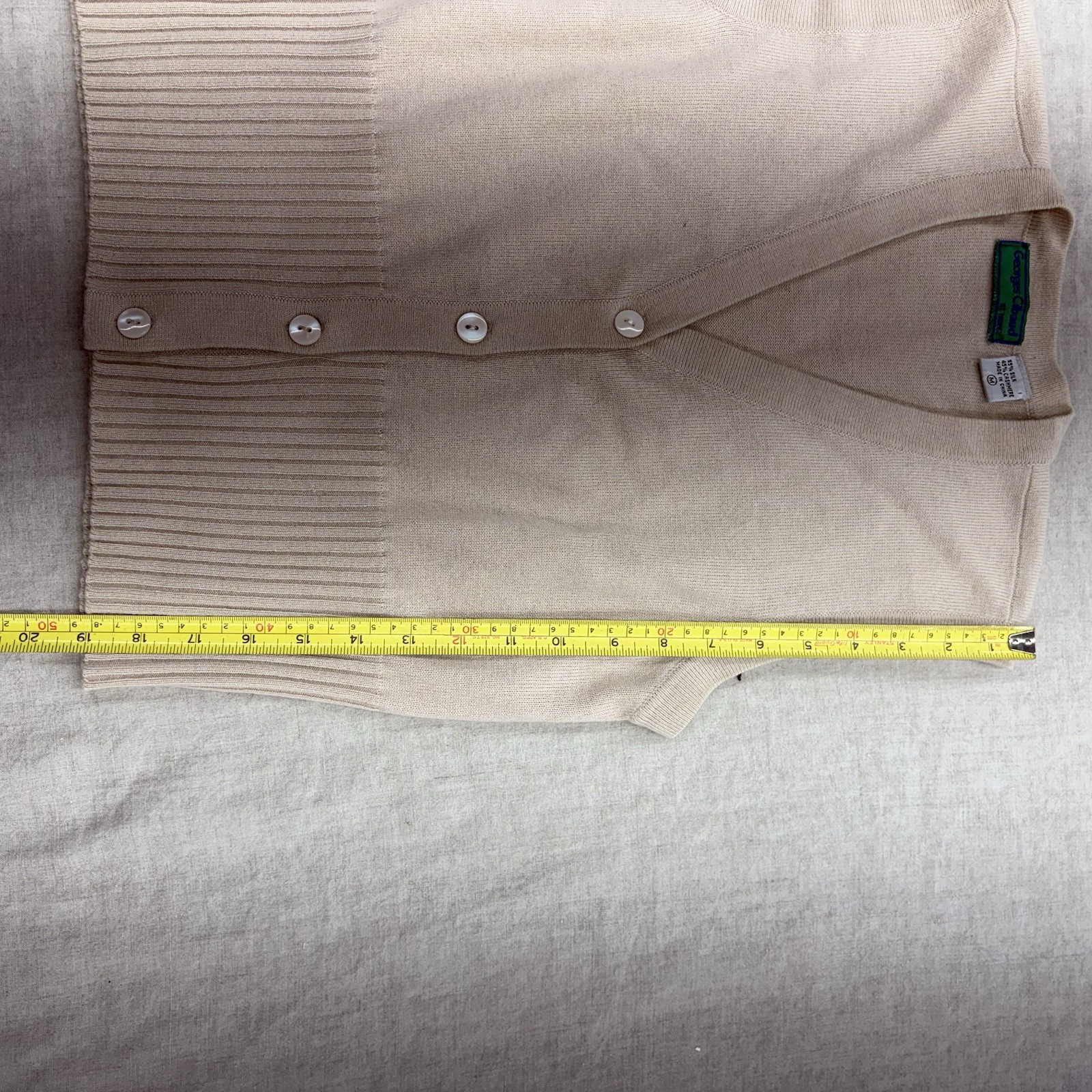 Vintage Silk Cashmere Sweater Vest Beige Button Up Women&rsquo;s Size M