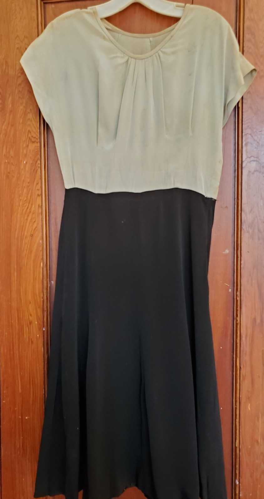FUN Vintage 1940&rsquo;s FISHTAIL MERMAID DRESS IN POWDER TEAL BLUE & BLACK–HANDMADE