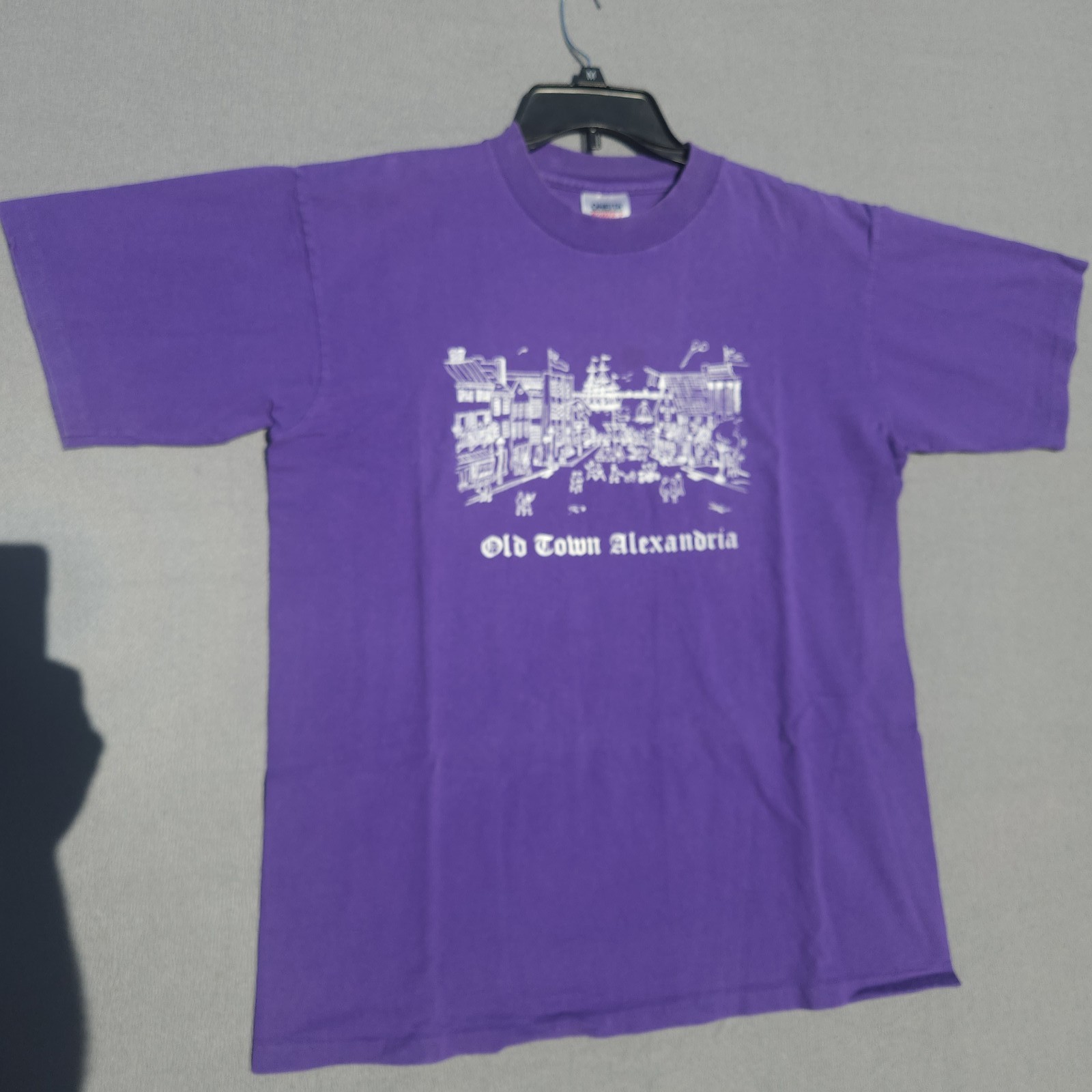 Vintage 90s ONEITA POWER-T Old Town Alexandria Purple T-Shirt XL 100% Cotton USA