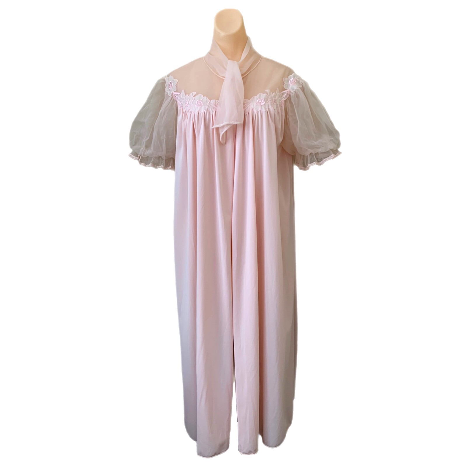 Vintage Womens Pink Negligee Large Fairy Bride Romantic Nightdress Lingerie
