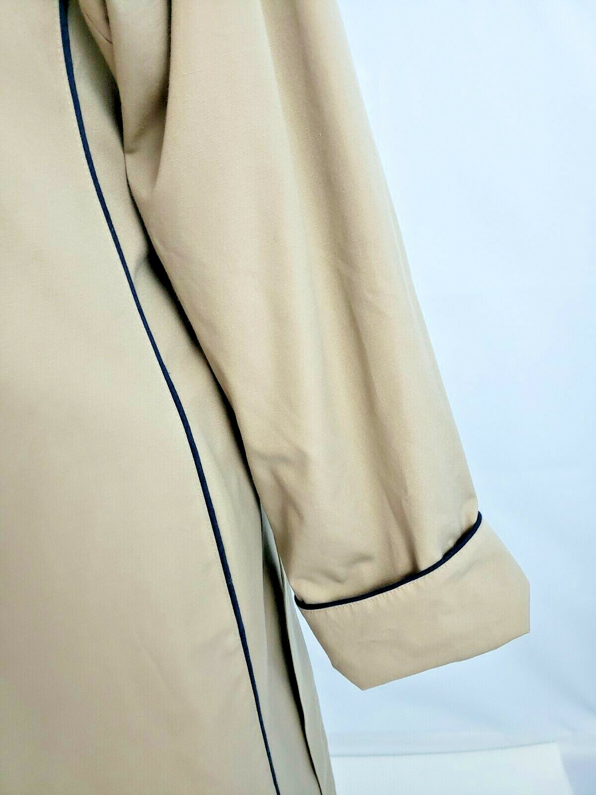 Vtg 1980s Sears Standing Collar Full Length Tan Belted Trench Coat size 18 L81