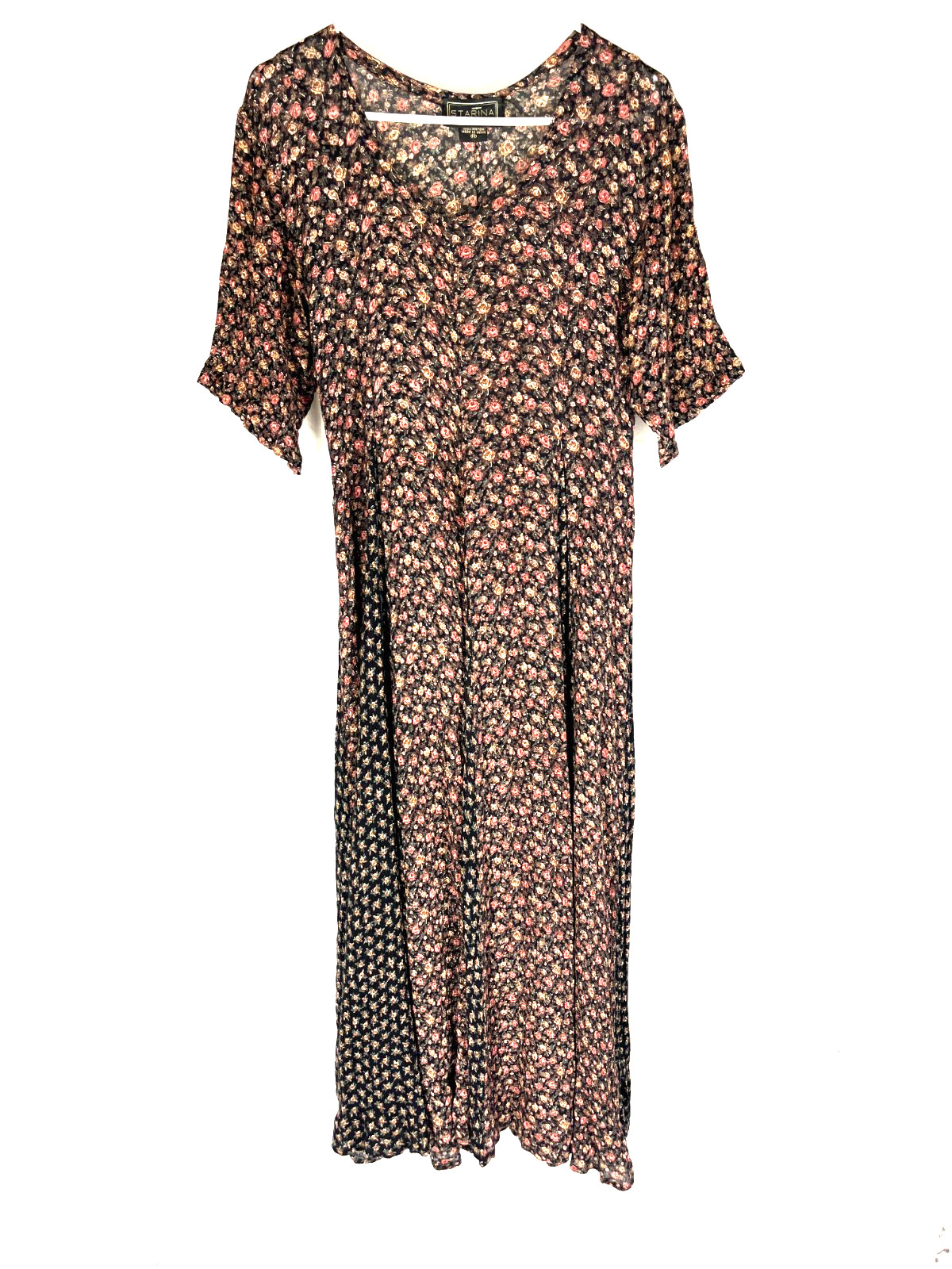 Vintage 90s Starina Dress Size M Floral Cottagecore Prairie Peasant Ditzy Fairy