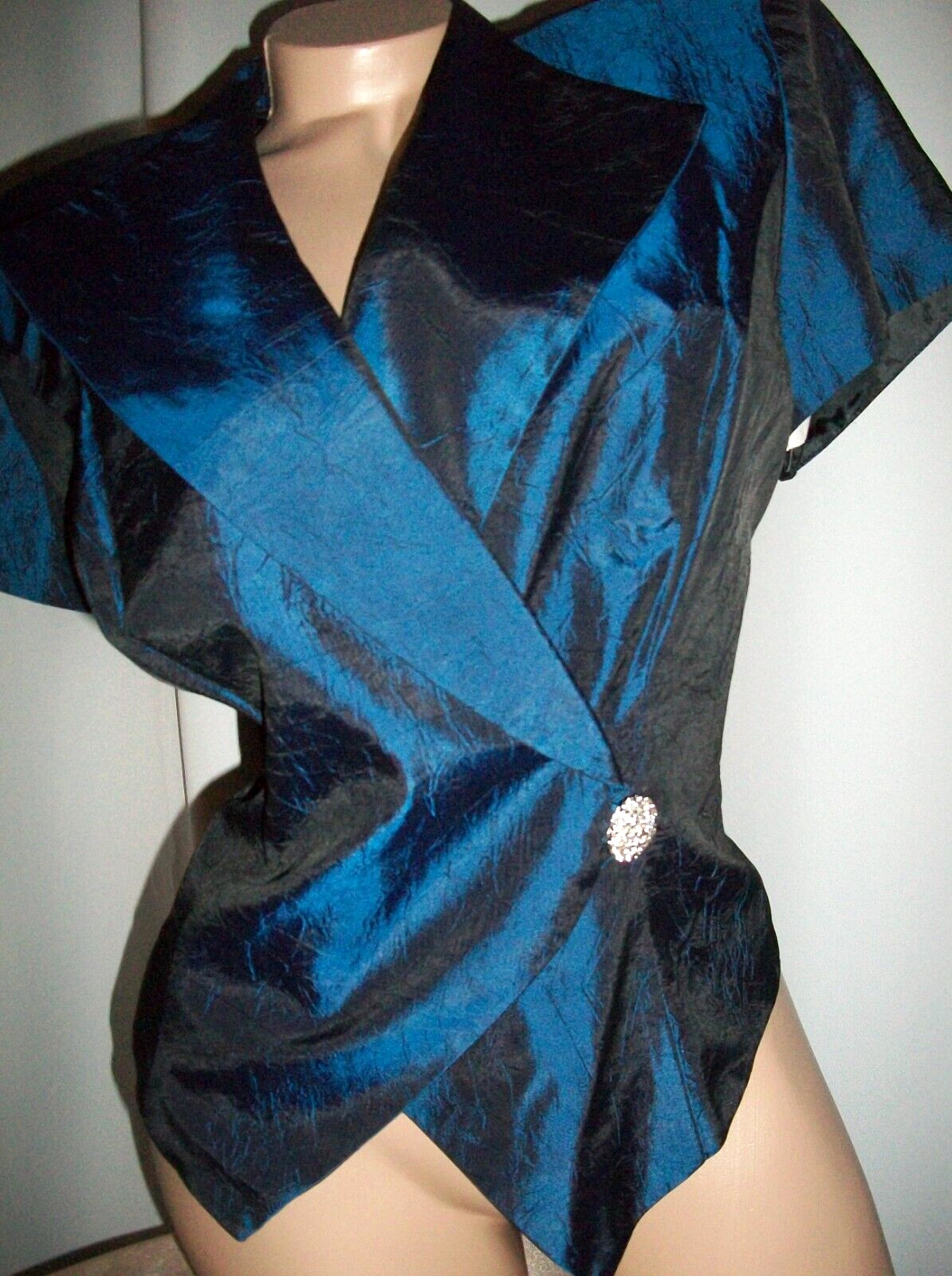 Vtg Blue Acetate Lined Crop Top 38 L USA