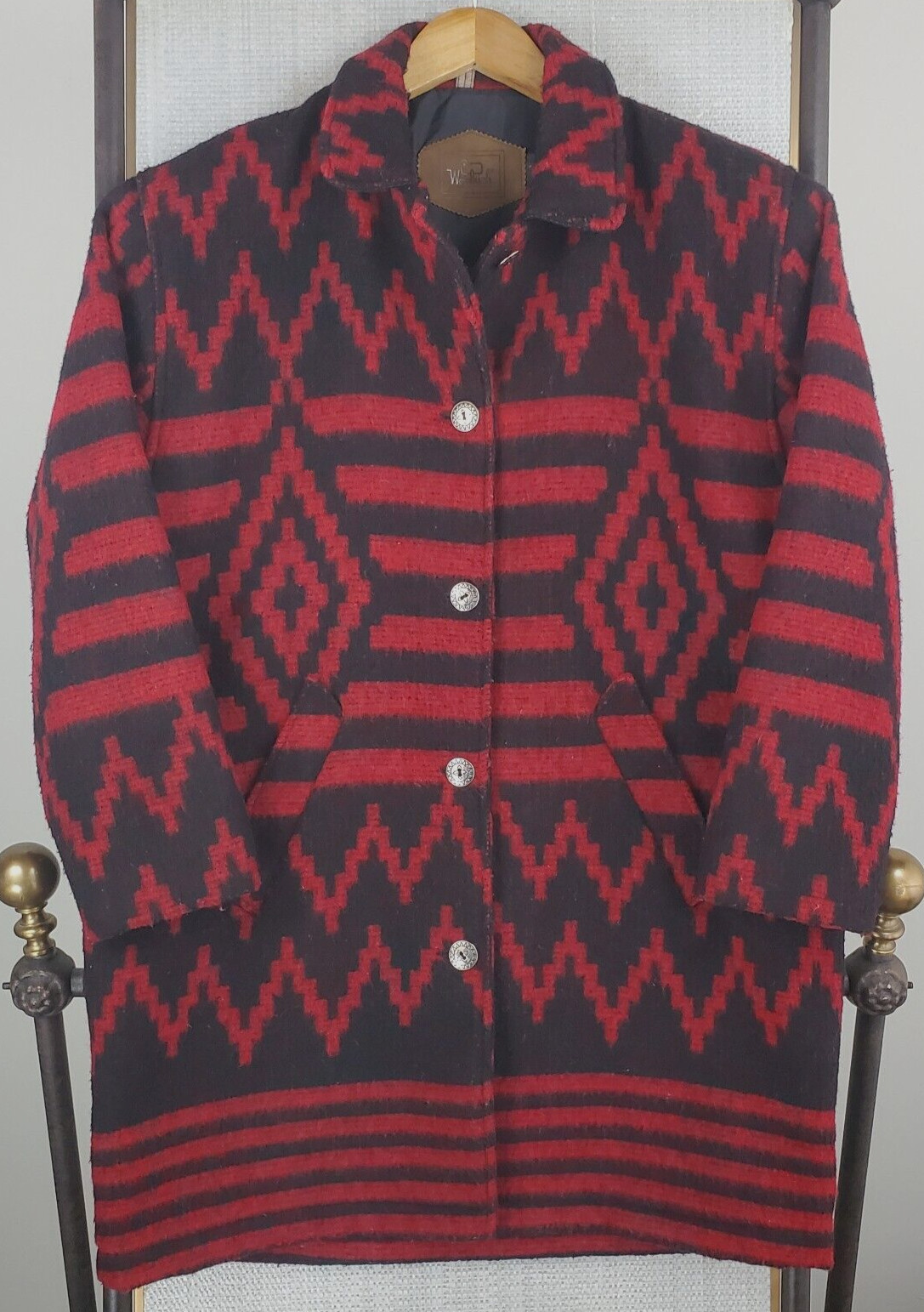 VTG WOOLRICH USA Size Small Womens Wool Aztec Southwest Chore Barn Jacket Coat