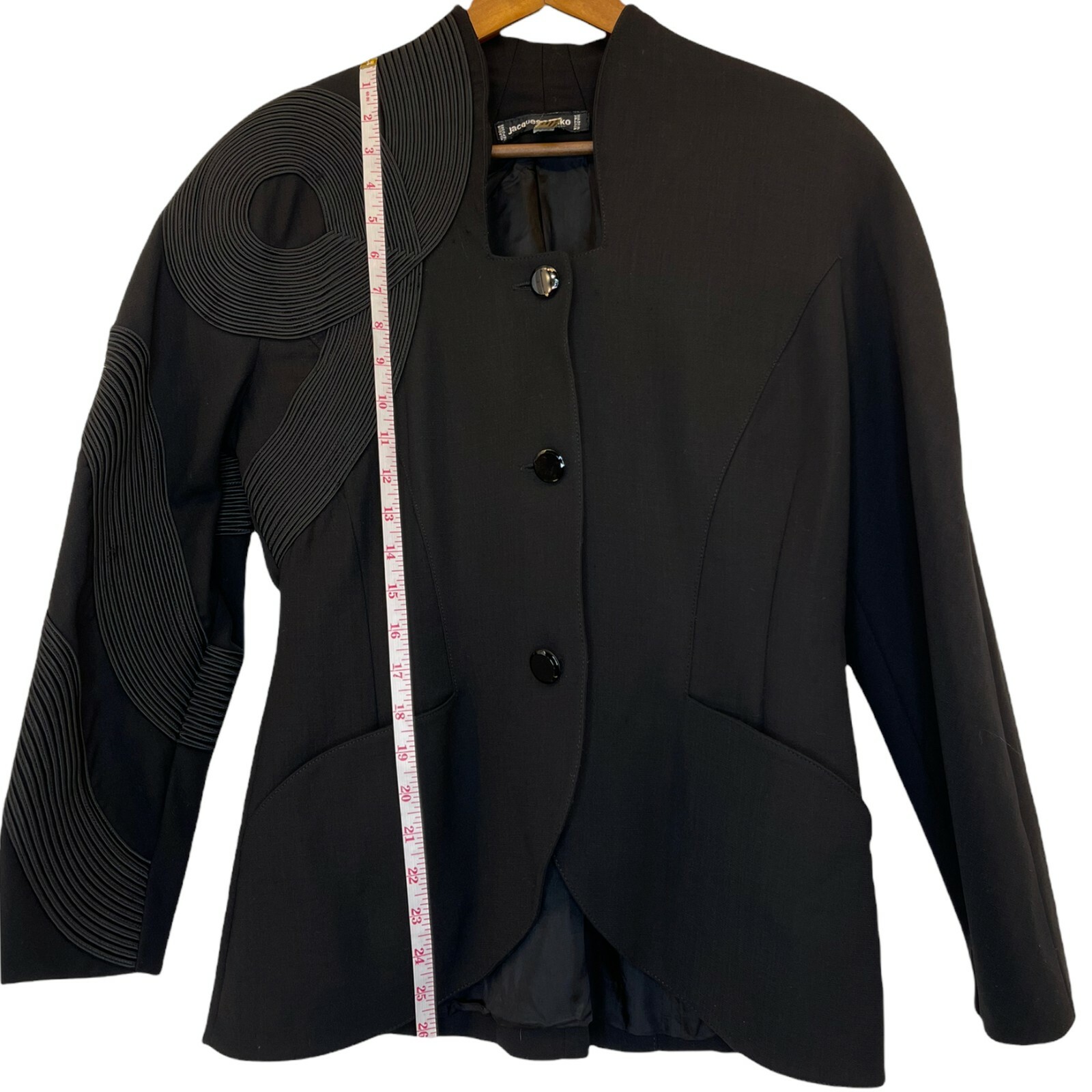Jacques Molko Paris Jacket Womens 12 Black Vintage Avant Garde 1980s Blazer