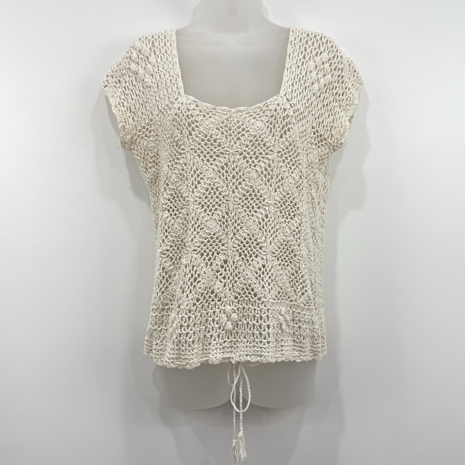 VTG 70s South Pacific Apparel Crochet Top M Boho Cottagecore Renaissance