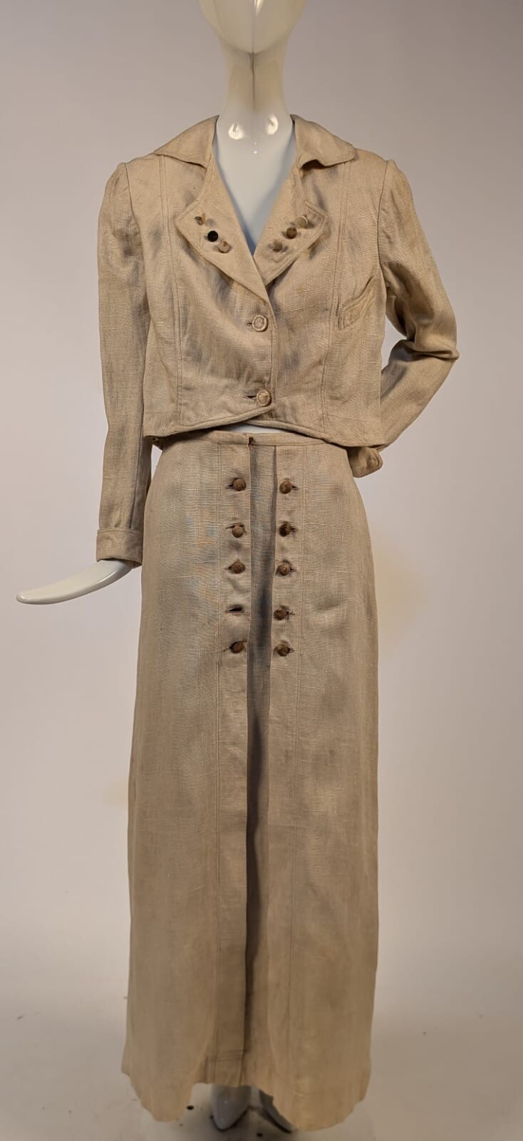 EDWARDIAN TEENS LINEN WALKING SUIT W BUTTON HOLES FOR LACING