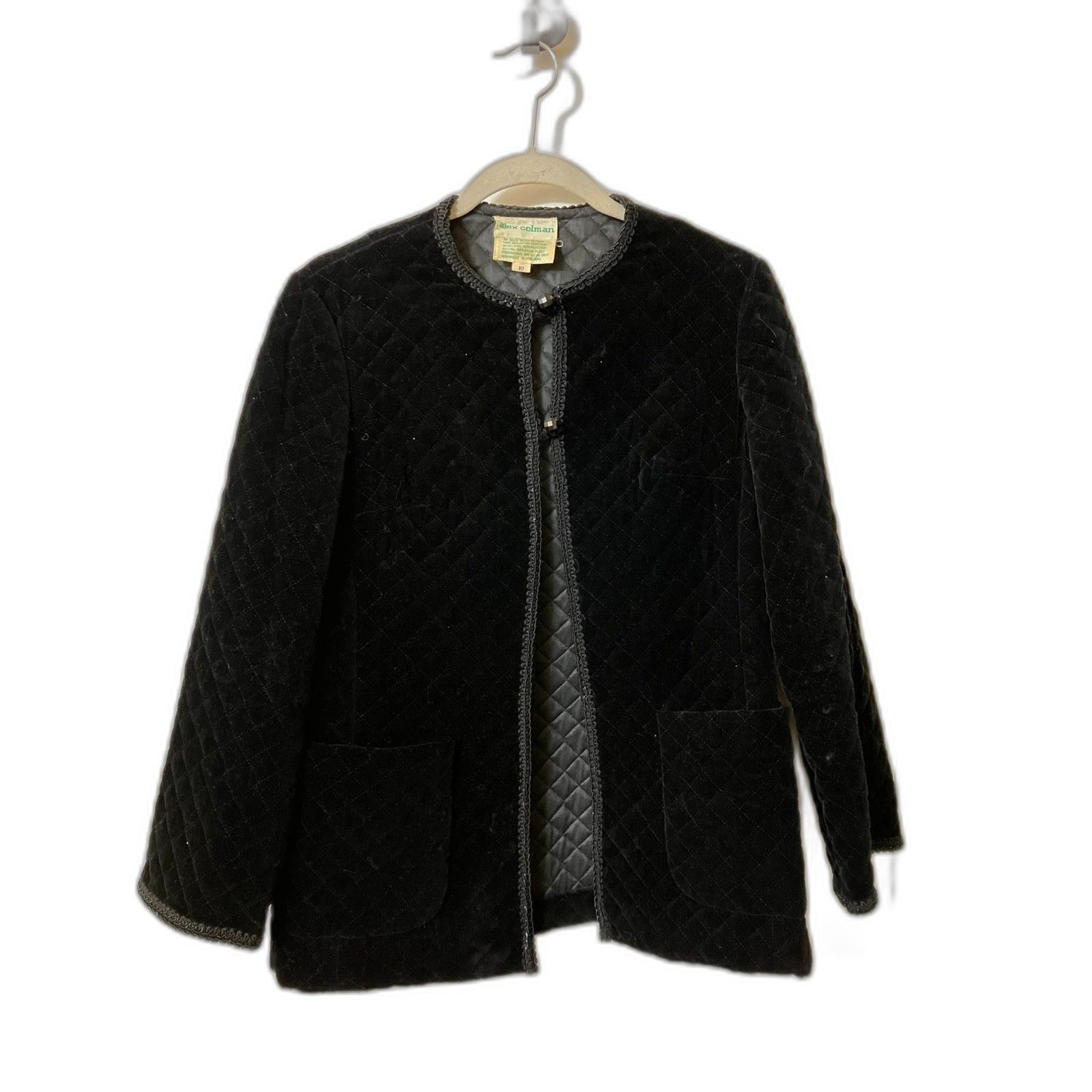 Vintage quilted black velvet jacket