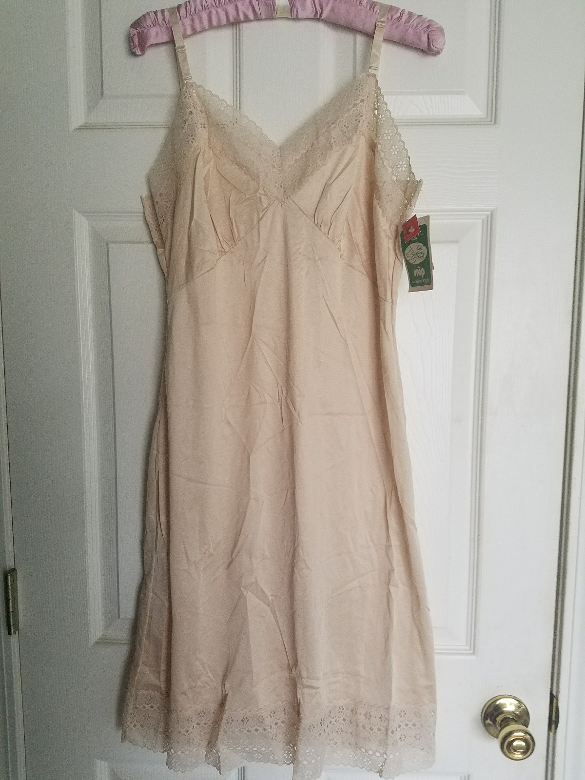 DuPont Nylon Size 36 Beige Full Adjustable Slip USA Union Made ILGWU Vintage 70s