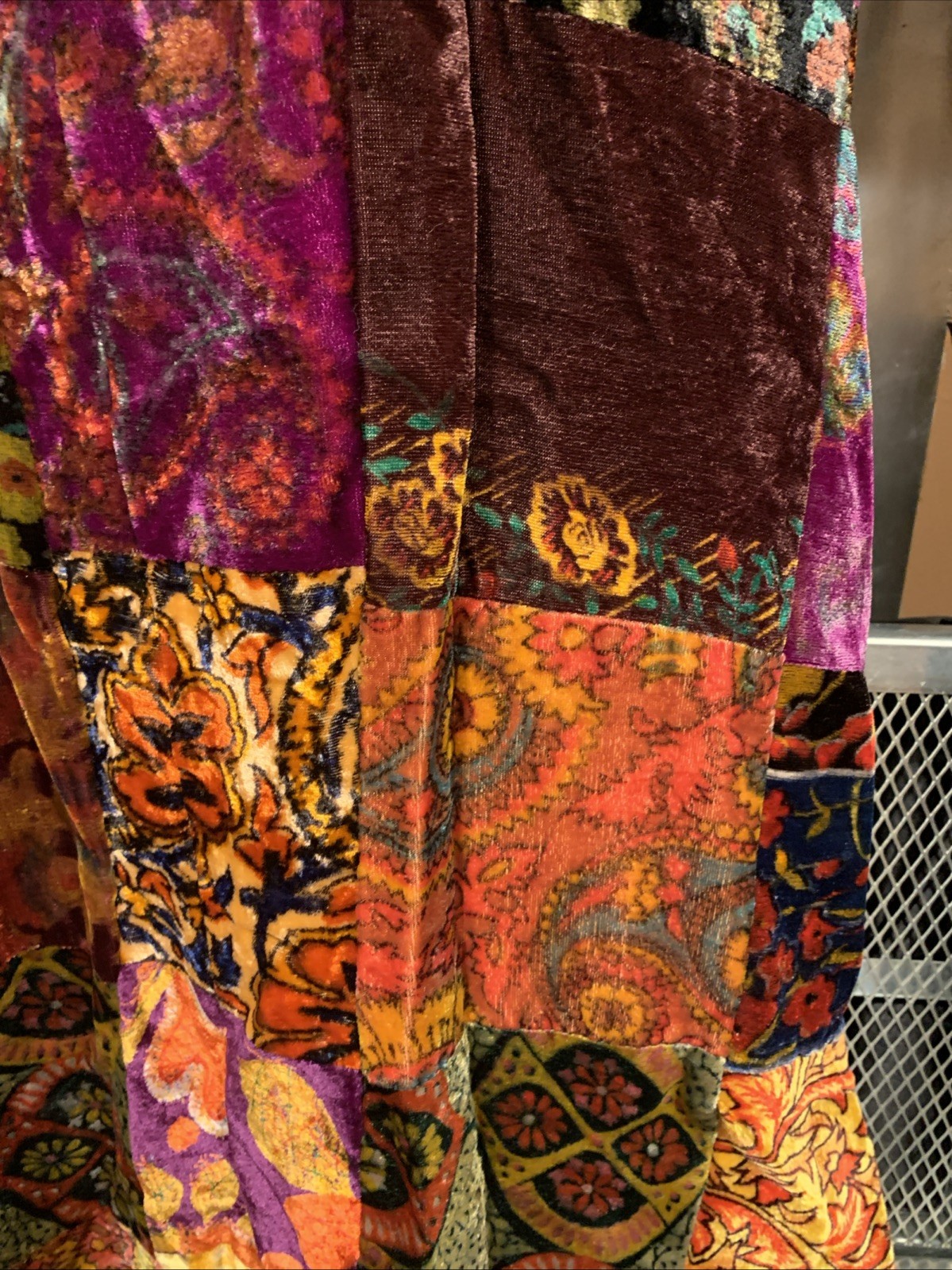 VINTAGE Vicky Vaughn Velvet Patchwork Long Skirt Gypsie Boho Hippy 70s 24&Prime; Waist