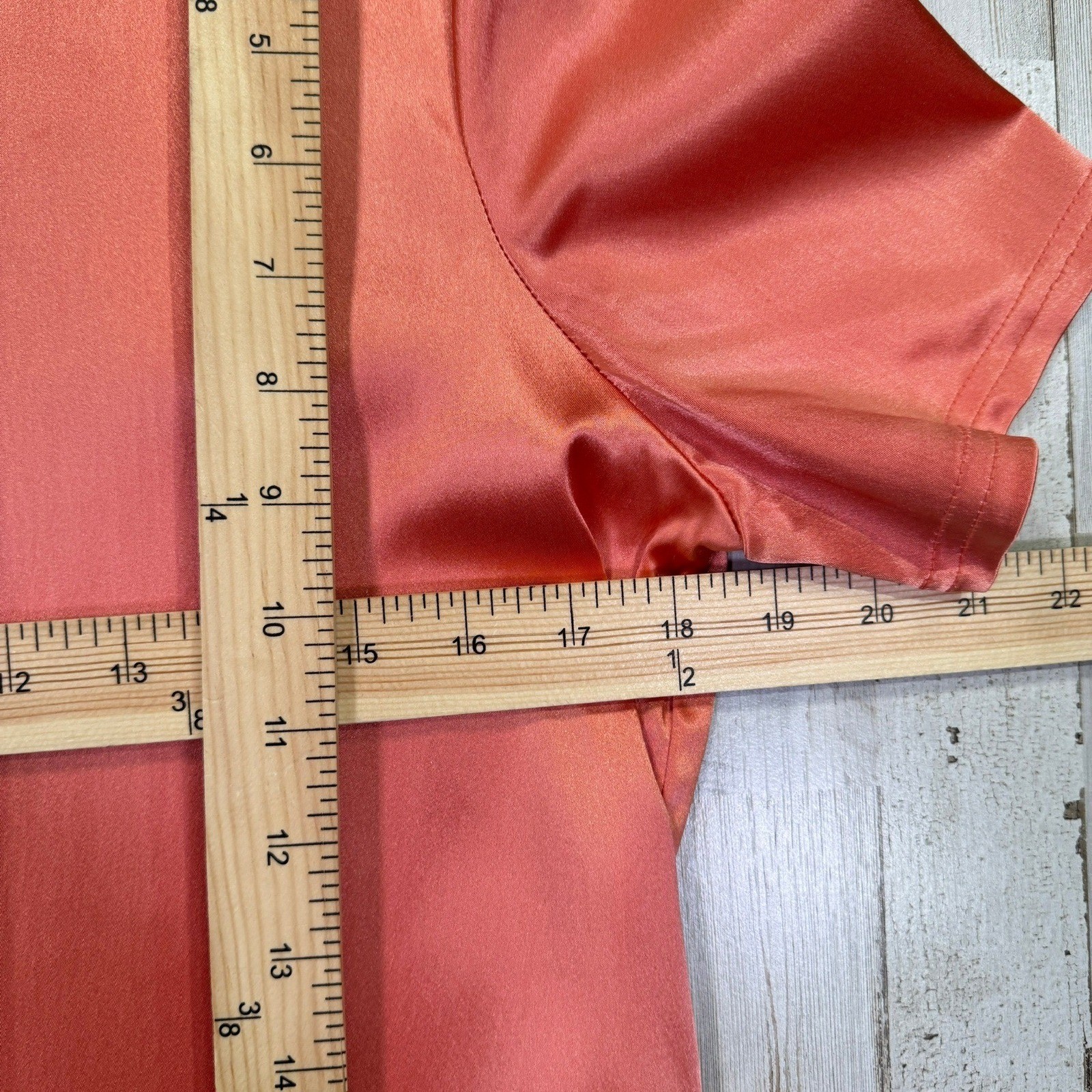 Double D Ranch Top Women Small Peach Silky Short Sleeve Western Vintage 90s