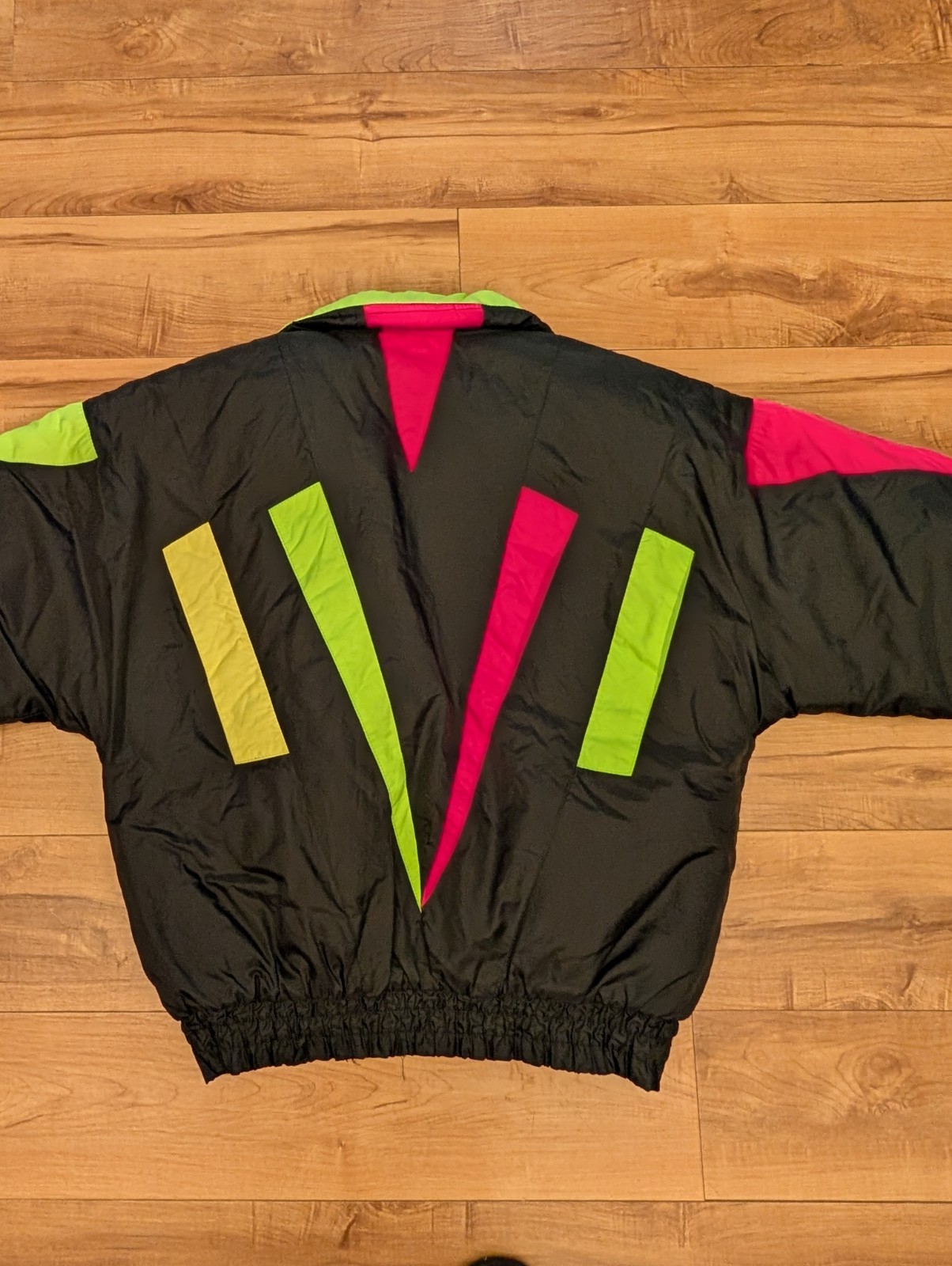 Vintage 80s Neon Color Block Ski Jacket Green Mountain Winter Coat Women’s M