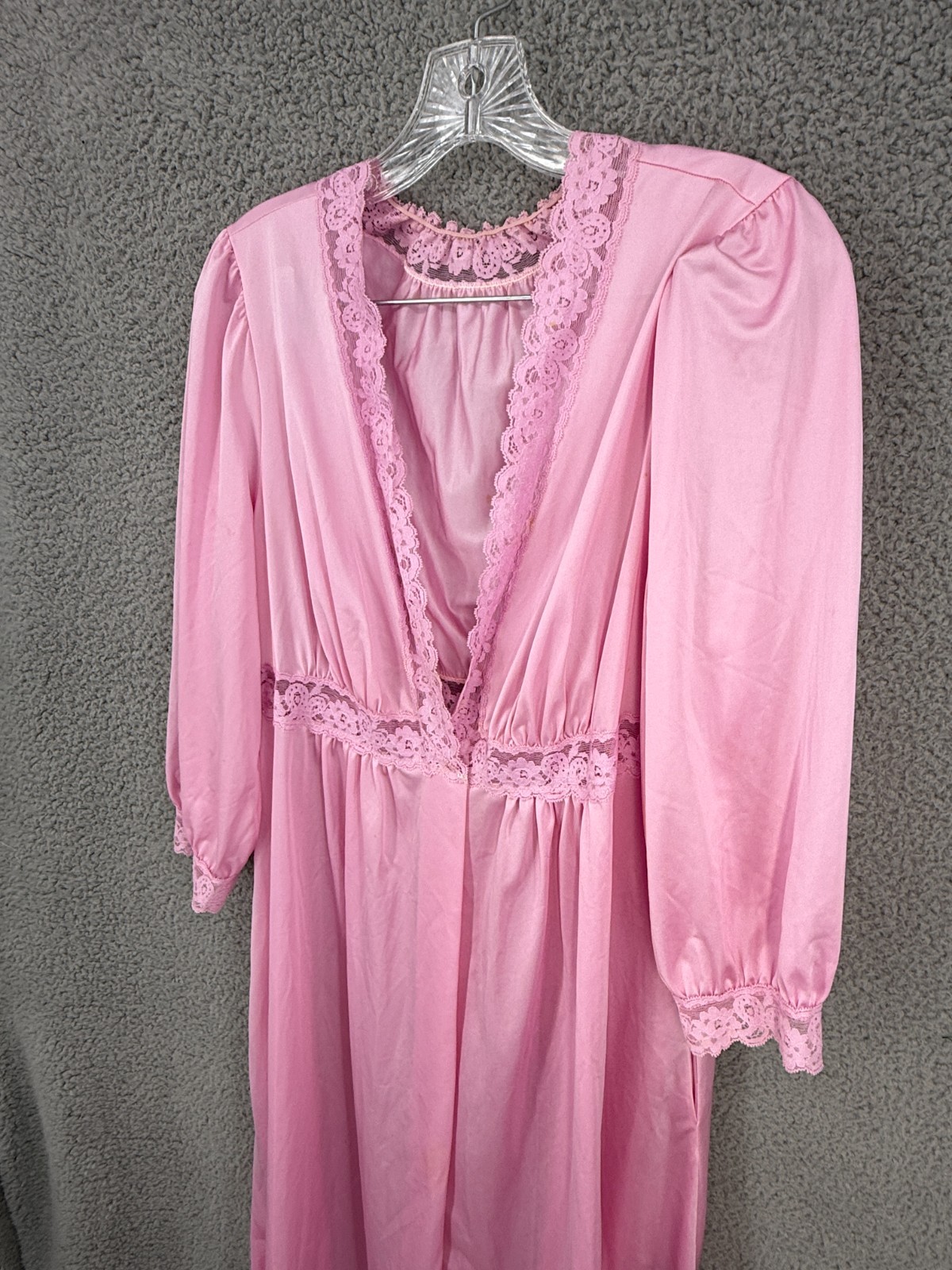 Vintage Shadowline Sz Medium Vintage Nylon Nightgown Lace Accent Stretch V-Neck