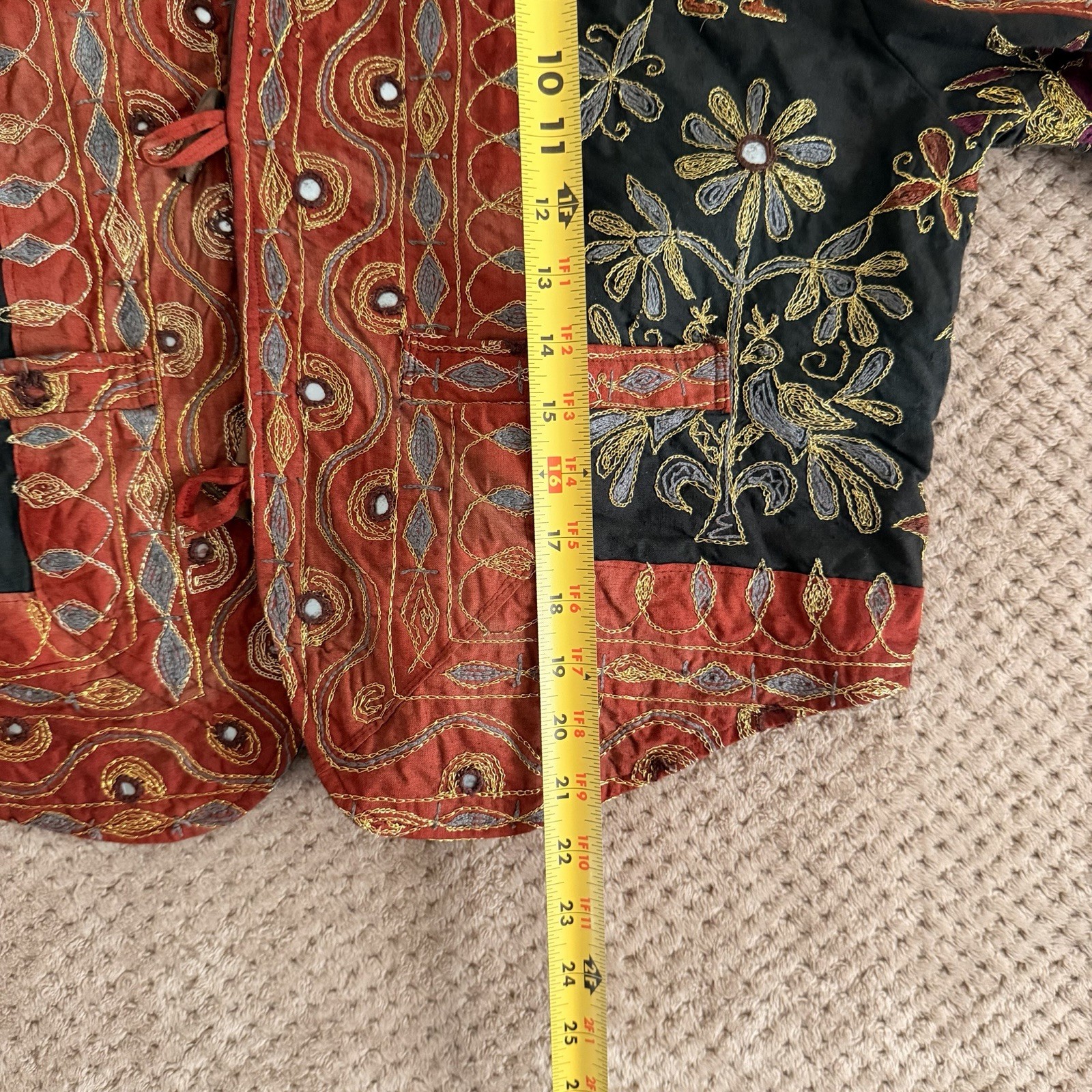 Vintage Kutch Embroidered Jacket Mirror Work Shisha Boho Banjara Tribal India