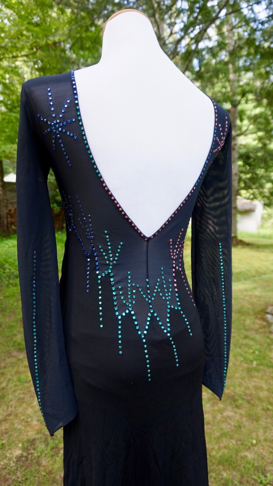 Vtg Giorgio di Sant&rsquo;Angelo Multicolor Rhinestone Stretchy Netted Bodysuit Dress