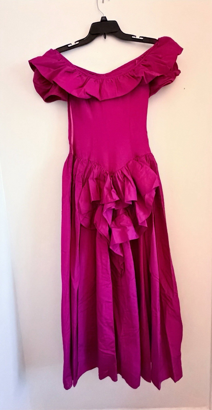 Vintage 80s Pink Taffeta Party Prom Bridesmaid Dress sz S 26” Waist