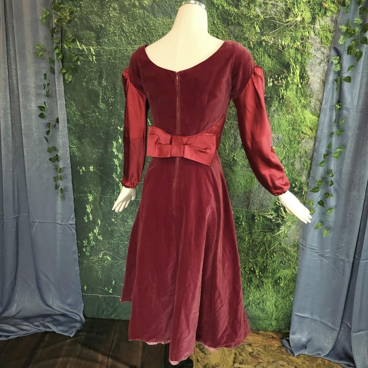 Vintage Medieval Renaissance Revival Red-ish Velvet Satin Sleeve Dress Gown AsIs