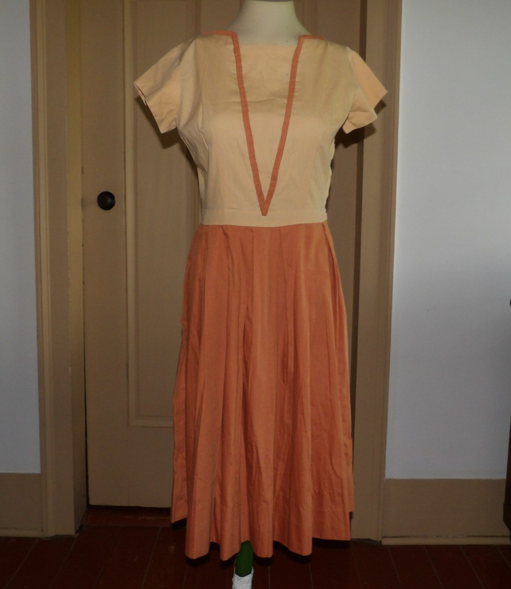 Vintage 40s 50s Womens Dress Rust Tan Soft Light Cotton B 36&Prime; W 26&Prime; Hand made