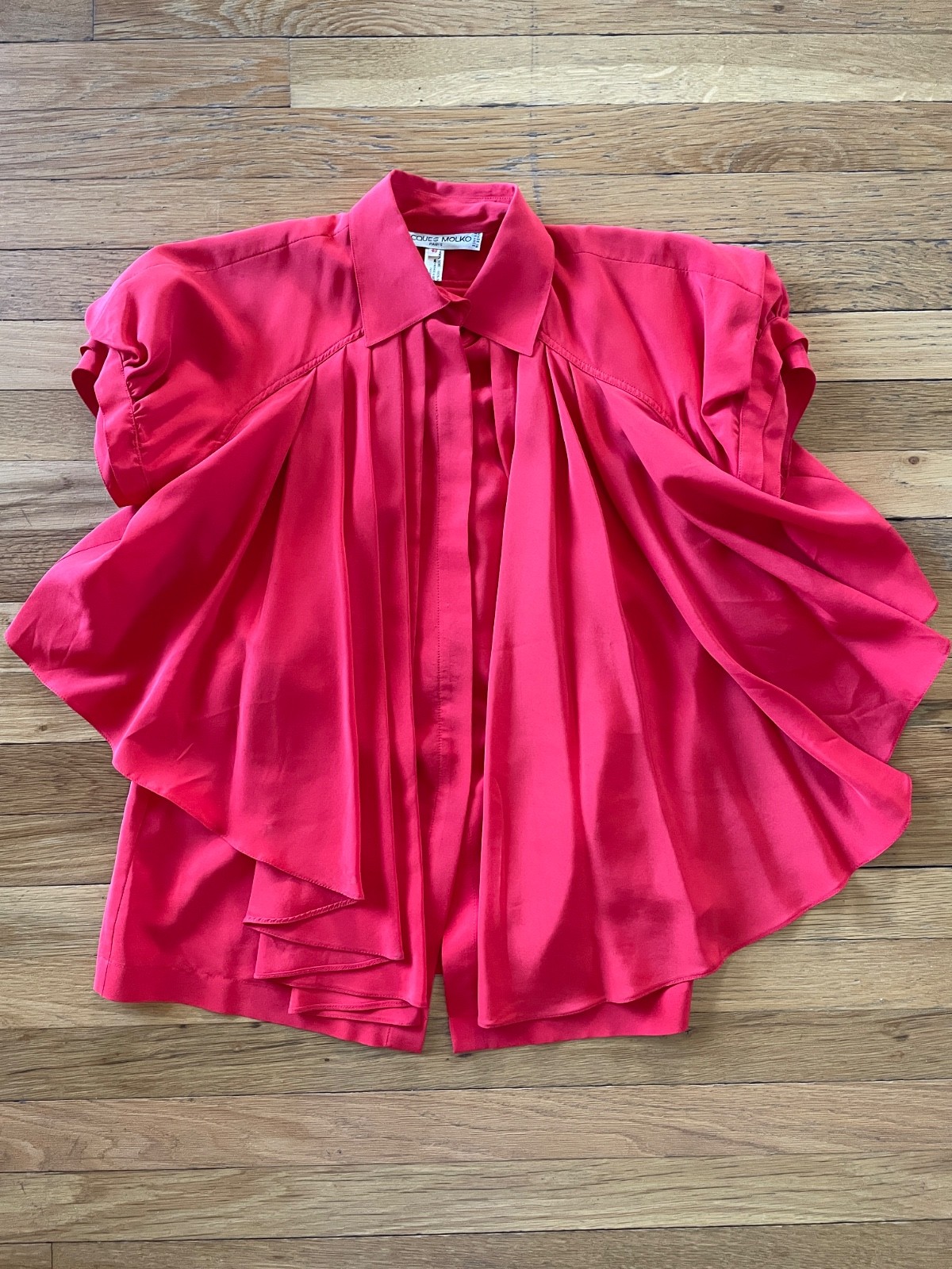 Jacques Molko Paris Vintage Red 100% Silk Top Lux Designer 1980&rsquo;s – 1990&rsquo;s RARE!