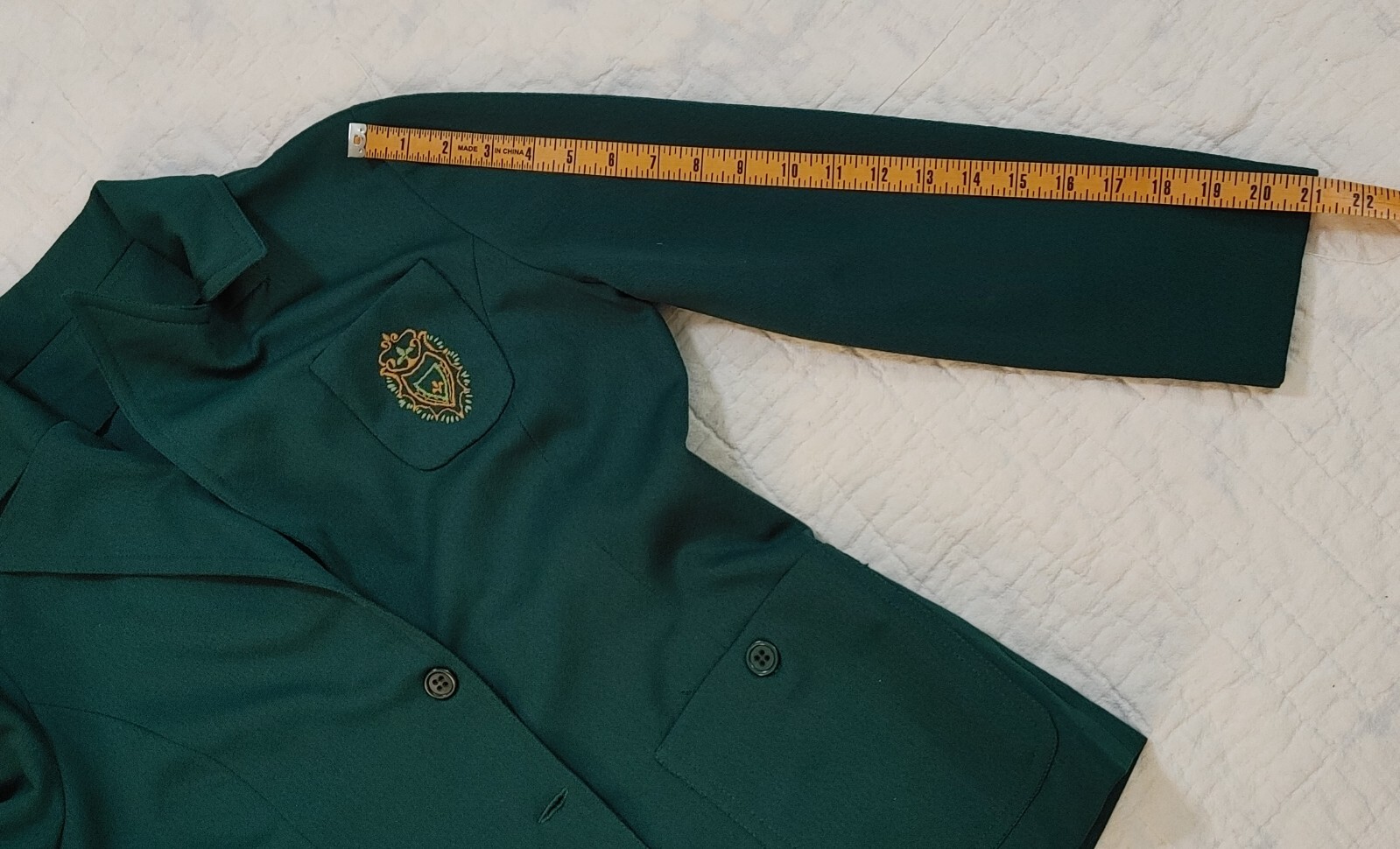 Vintage 80s Green Polyester Blazer Jacket Homemade Womens S/M Grannycore