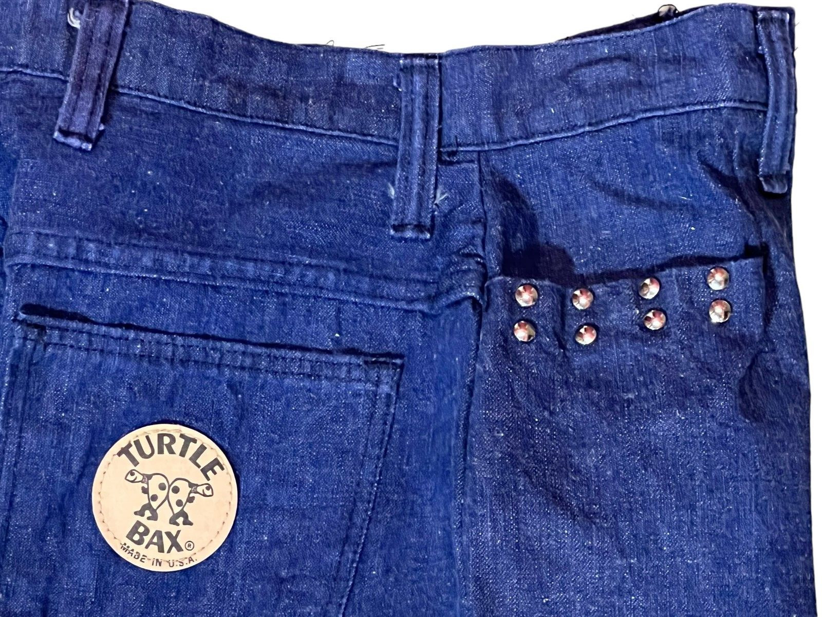 NOS VTG 70s Bell Bottom Jeans 28 High Waist x 31.5 DENIM BLUE Turtle Bax Pants