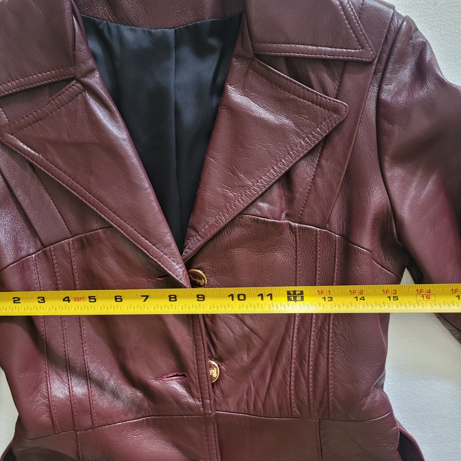 Long Lined Leather Vintage Coat by Winners Circle Fashions, Women&rsquo;s Small Belted