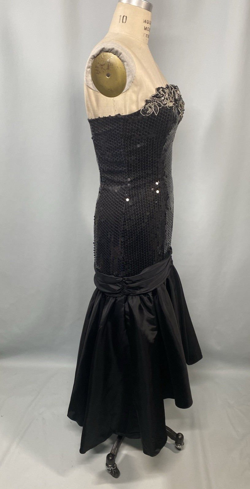 Vintage Dress SIZE EXTRA SMALL black sequin beaded NADINE sheath mermaid 80s 90s