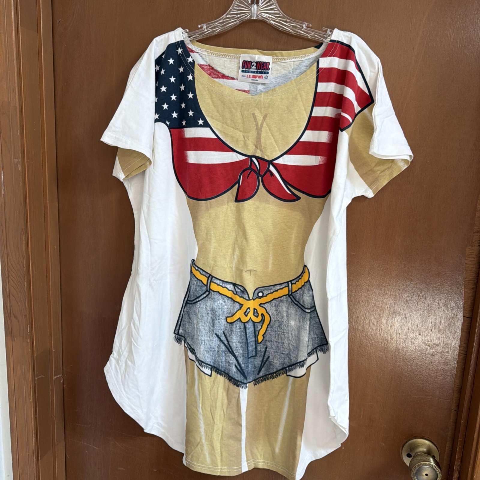 VTG Fun 2 Wear American Flag Bikini Shirt Cover Up Adult One Size Allover Print