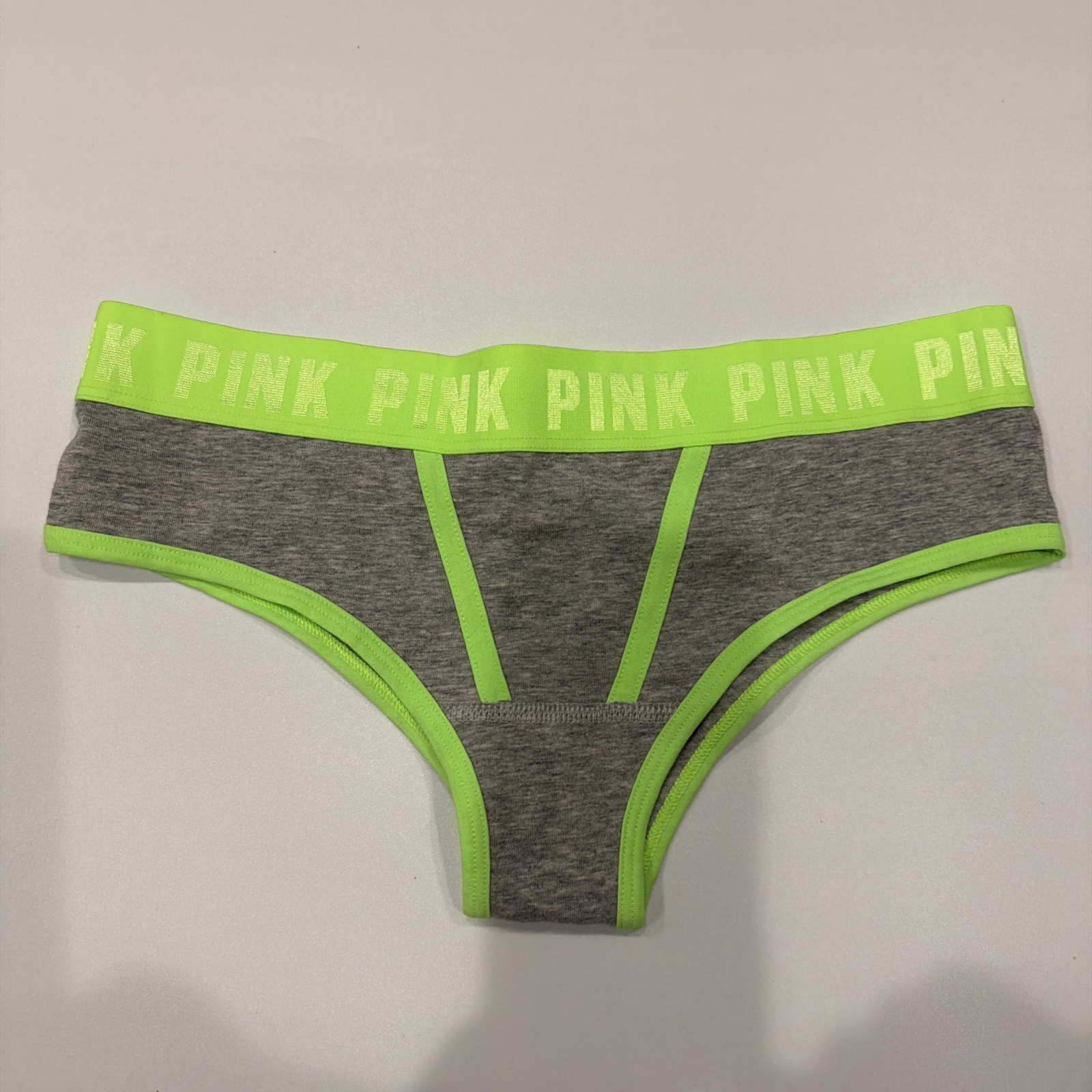Victoria&rsquo;s Secret PINK S Cheekster/ Tanga Logo Band Gray/Green