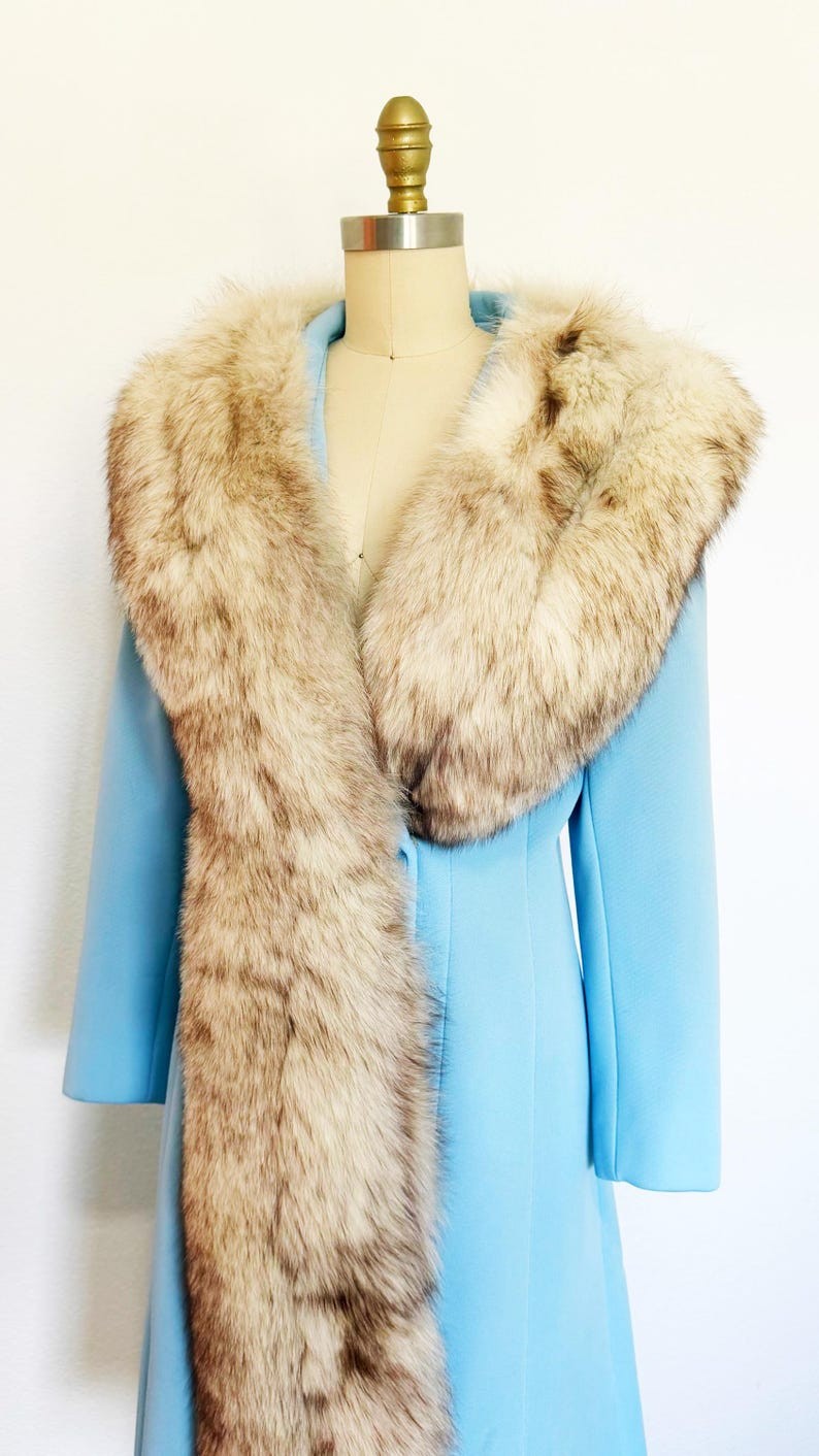 1960s Lilli Ann Coat / Princess Coat / Fox Trimmed Coat / Size Medium