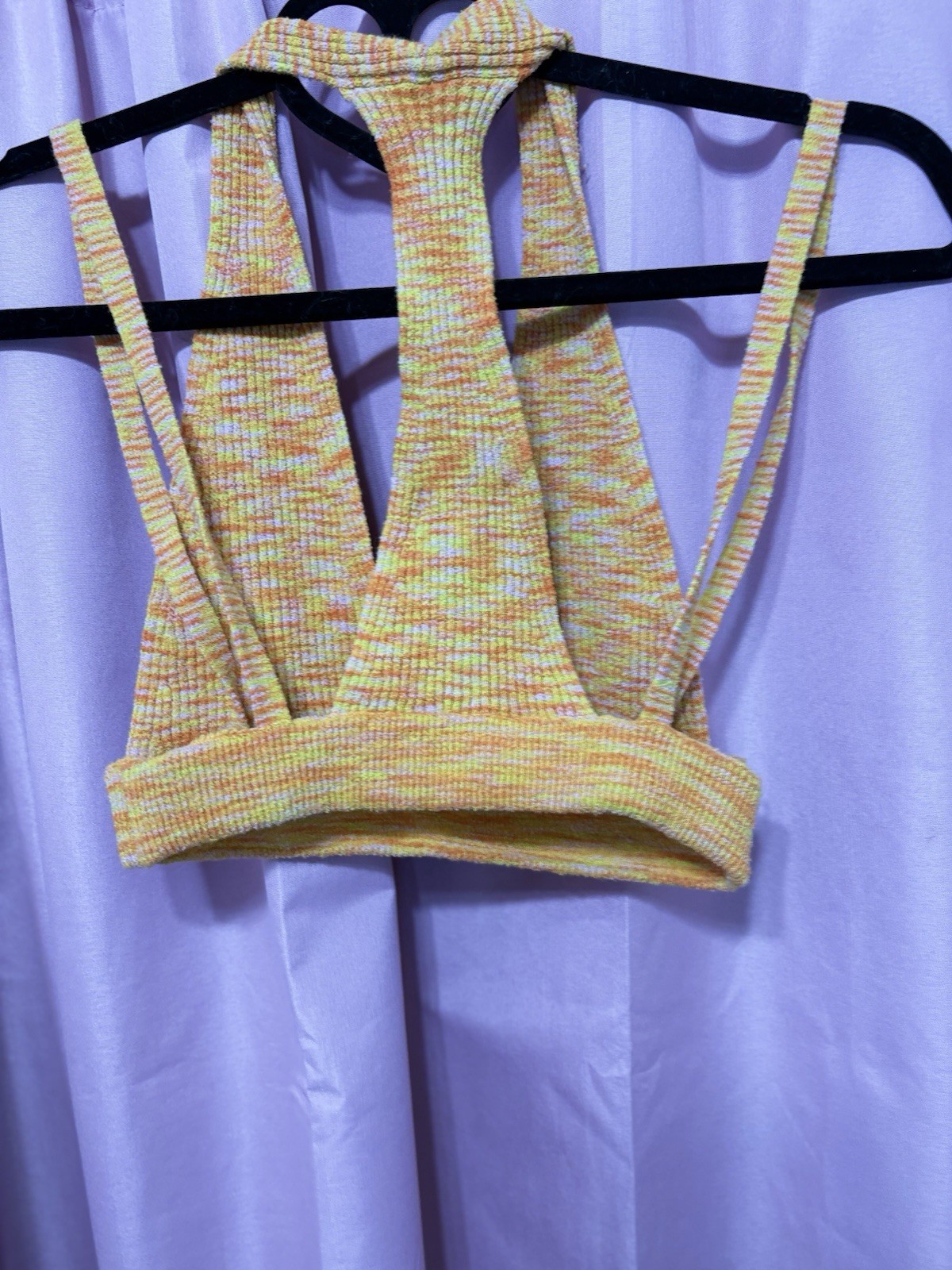 Urban Outfitters Women&rsquo;s Space Dye Crossback Wireless crop top Yellow S