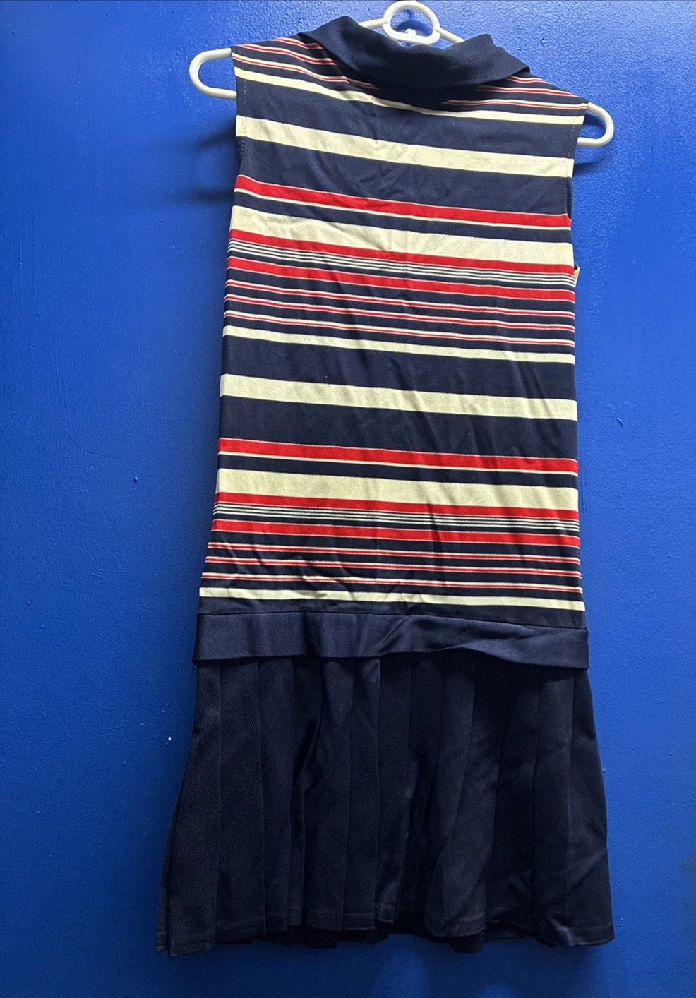 Vintage Red White and Blue Striped Sleeveless Dress Waist Size 32