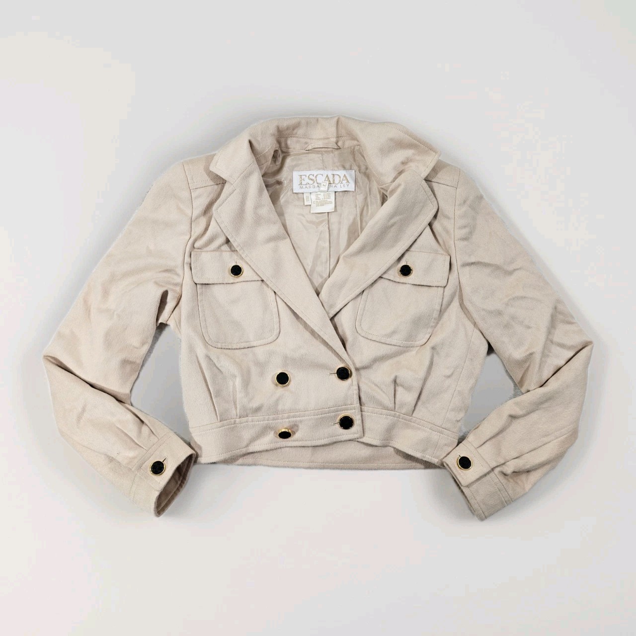vintage escada margaretha ley Cream Womens 34 Crop Blazer Angora Wool Rare