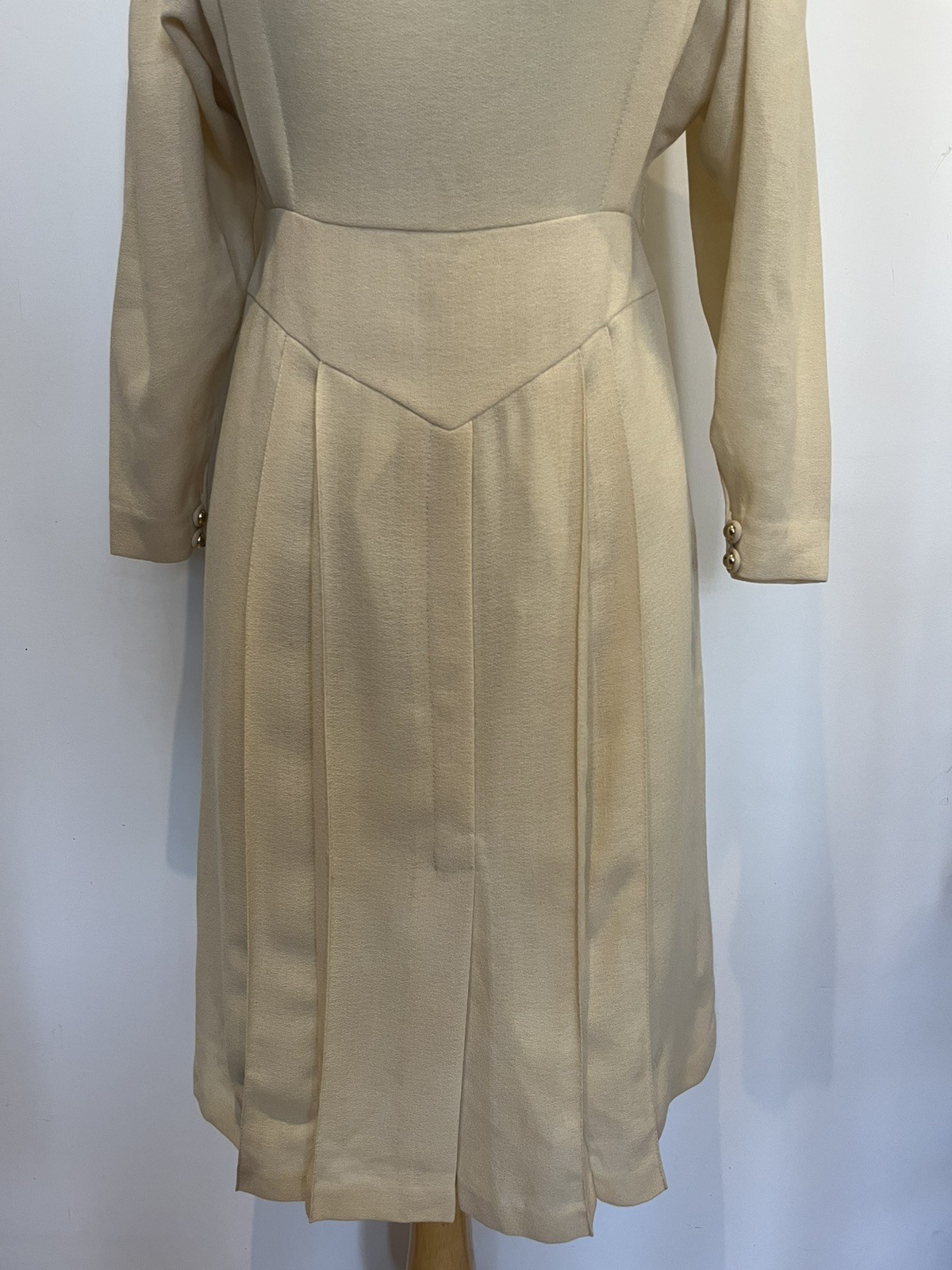 Vintage Cream Long Sleeve Dress | Mock Neck Dress | Minimalist 1980s Dress