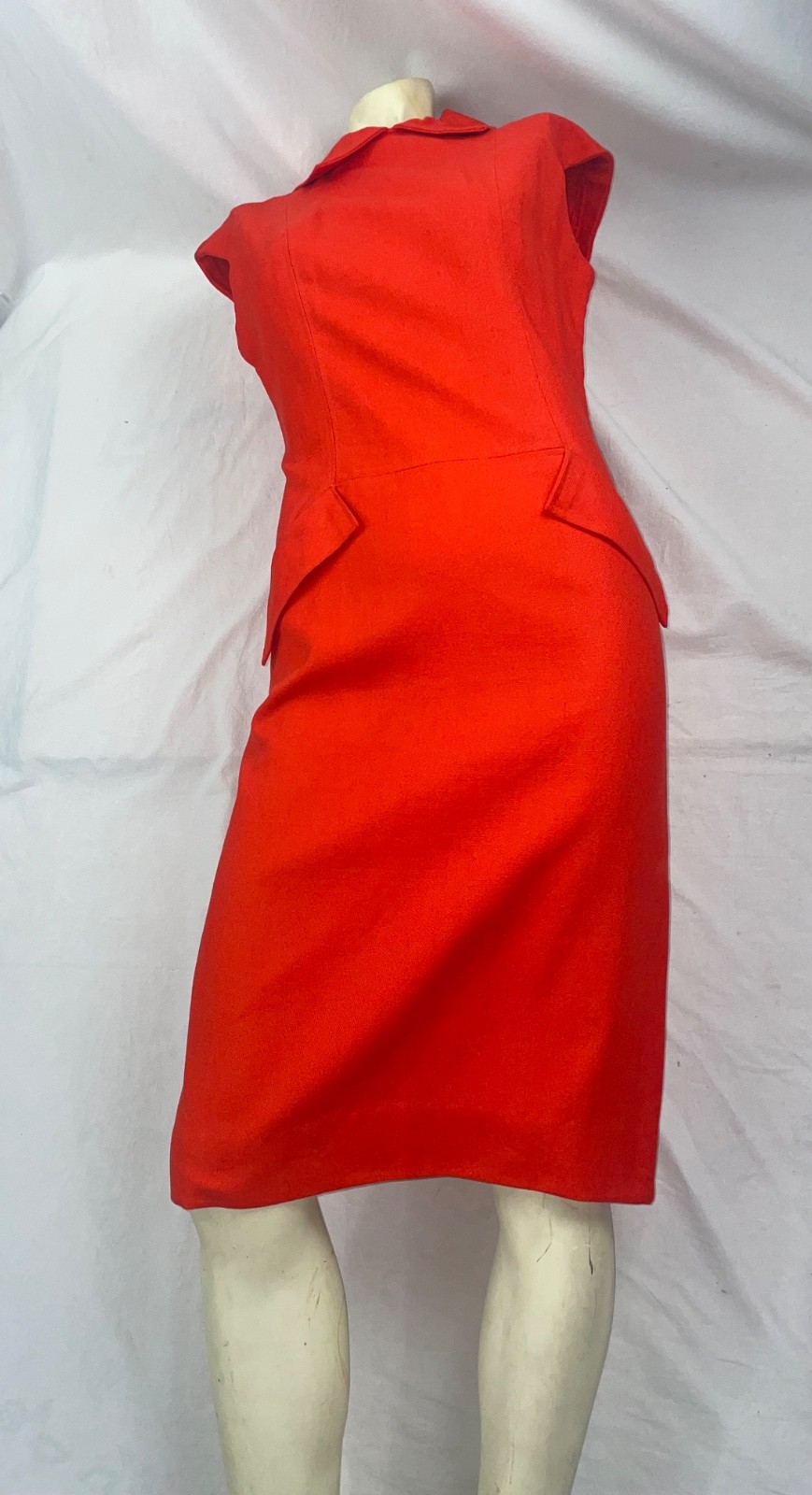 VTG 60S 70S WOMENS S ORANGE DISCO GOGO RETRO COTTON SLEEVELESS DRESS