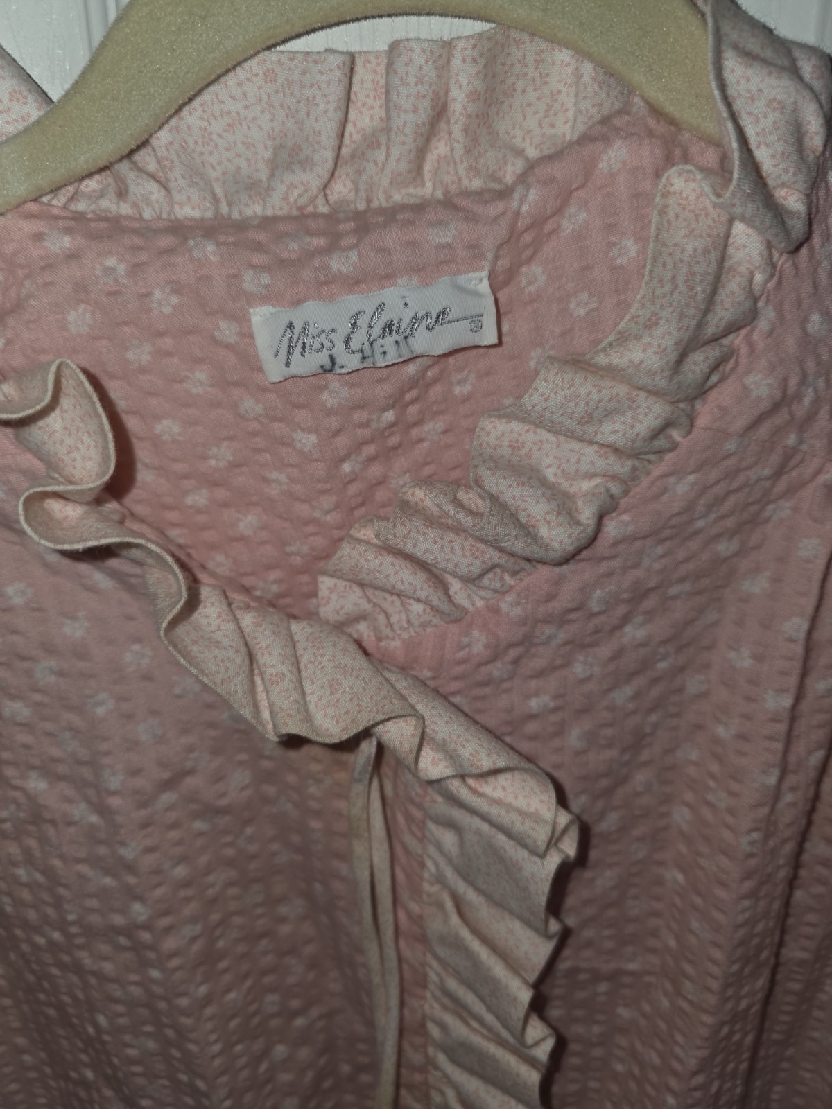 Vintage Miss Elaine Ruffle Pink Floral Nightgown (Medium)